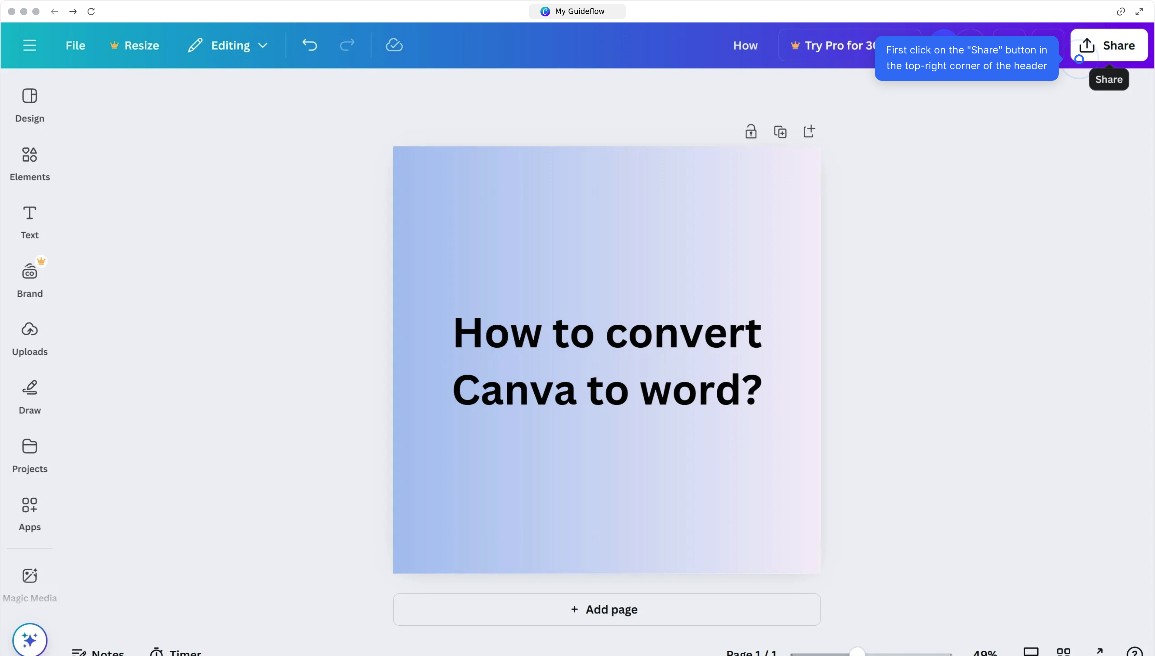 How to convert Canva to word?
