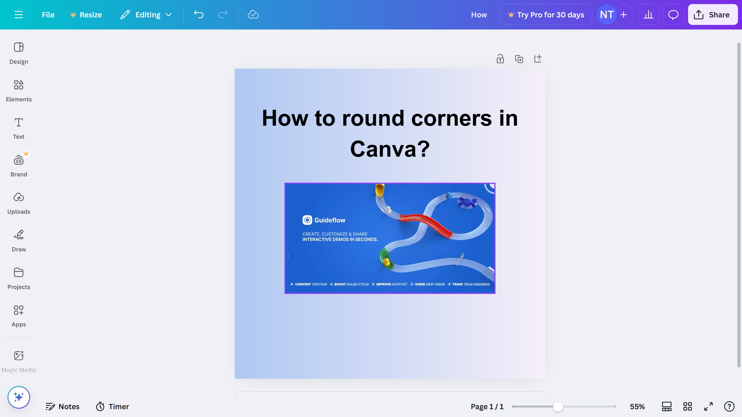 How to round corners in Canva?