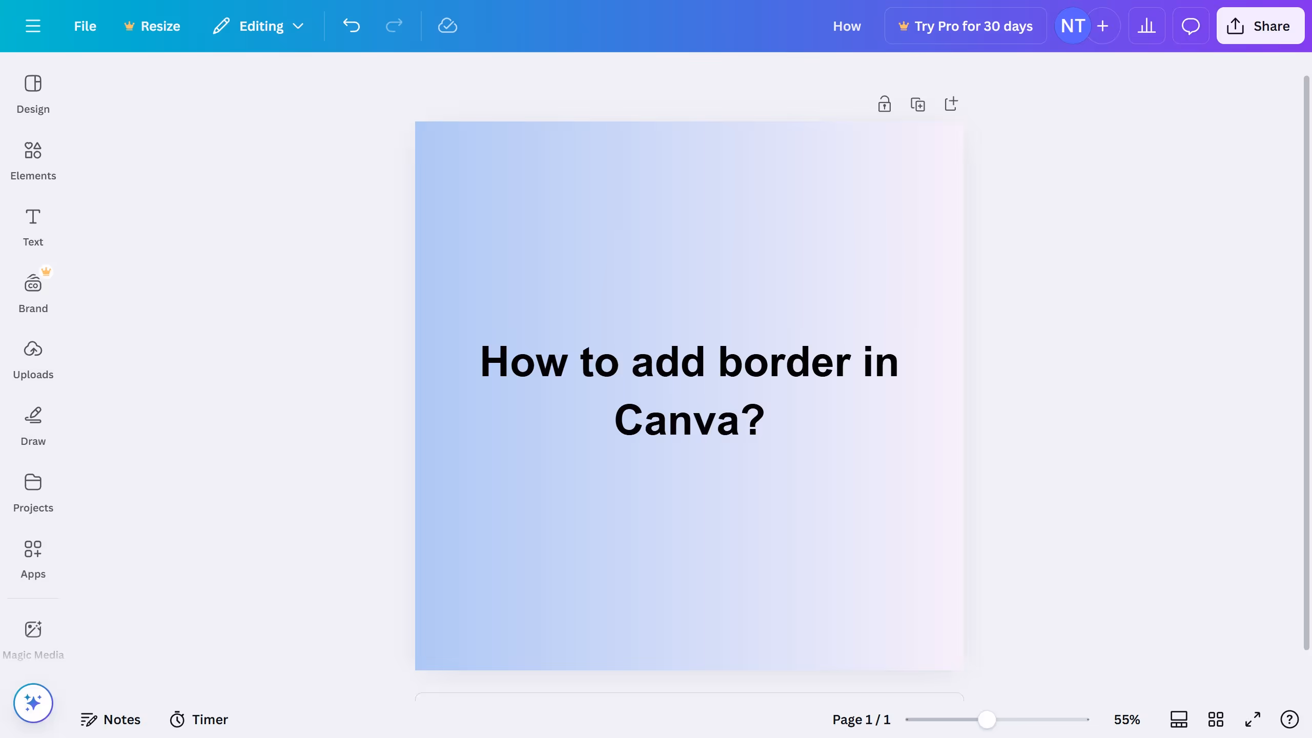 How to add border in Canva?