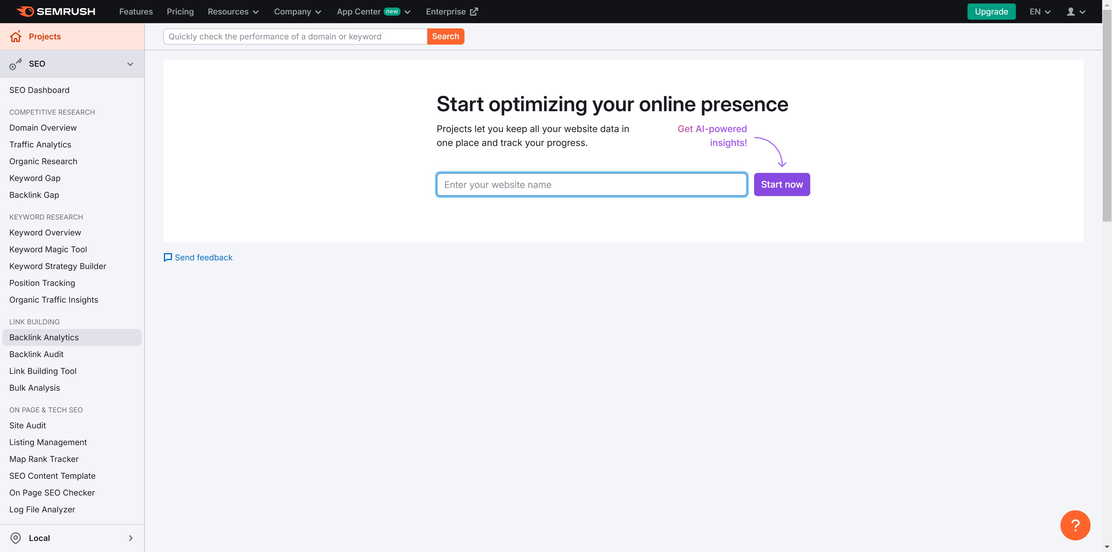 How to check backlinks in SEMrush?