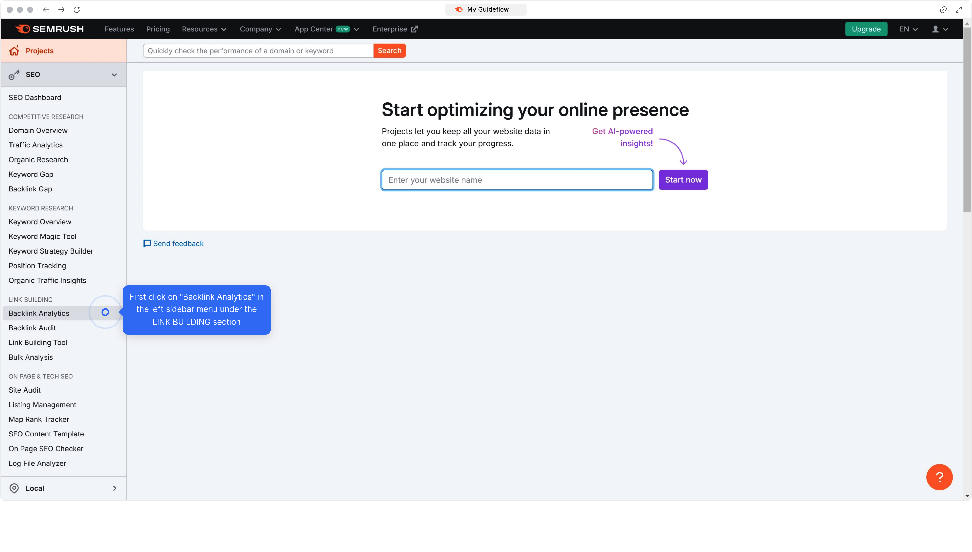 How to check backlinks in SEMrush?
