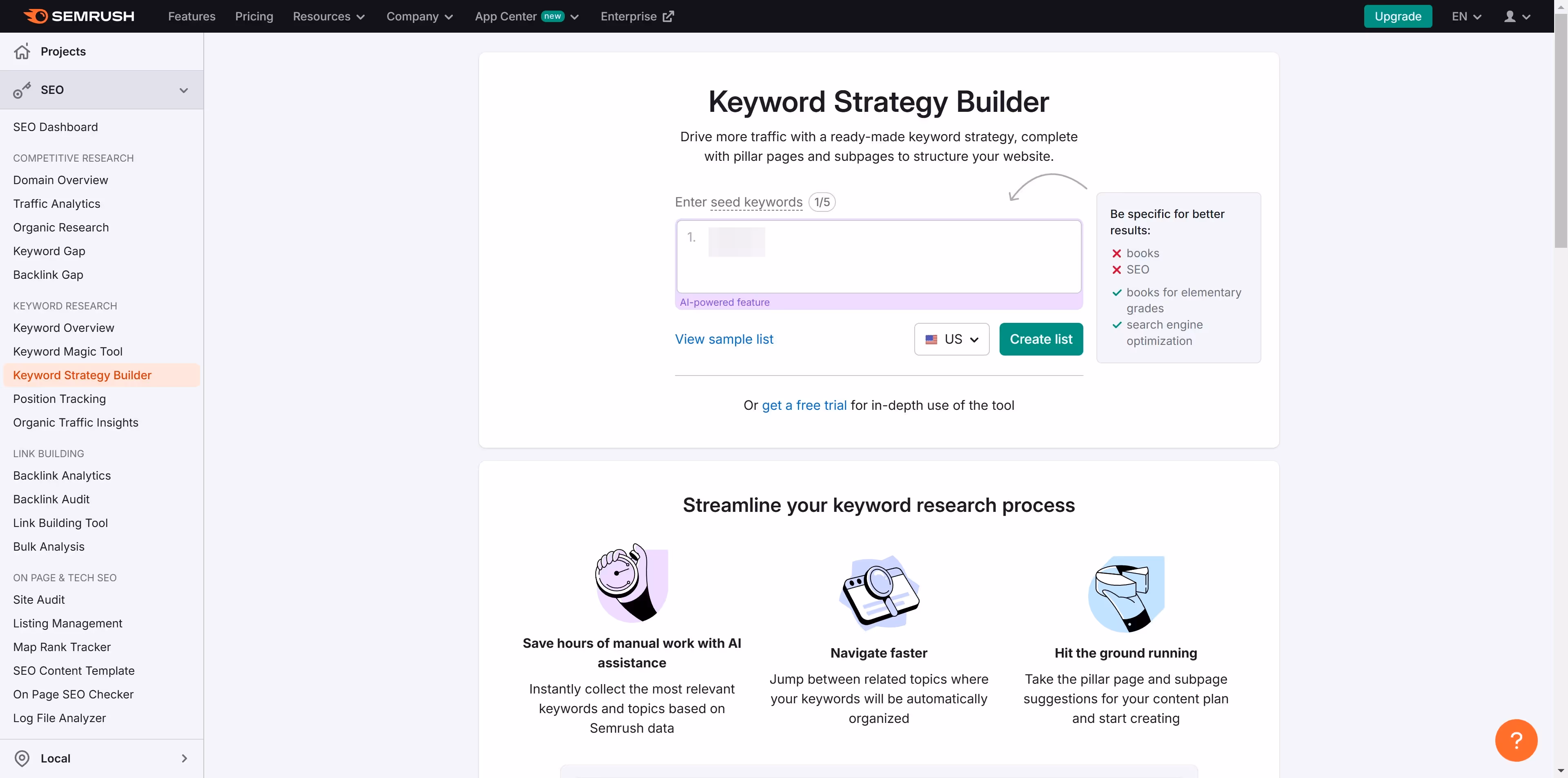 How to delete keywords in Semrush?