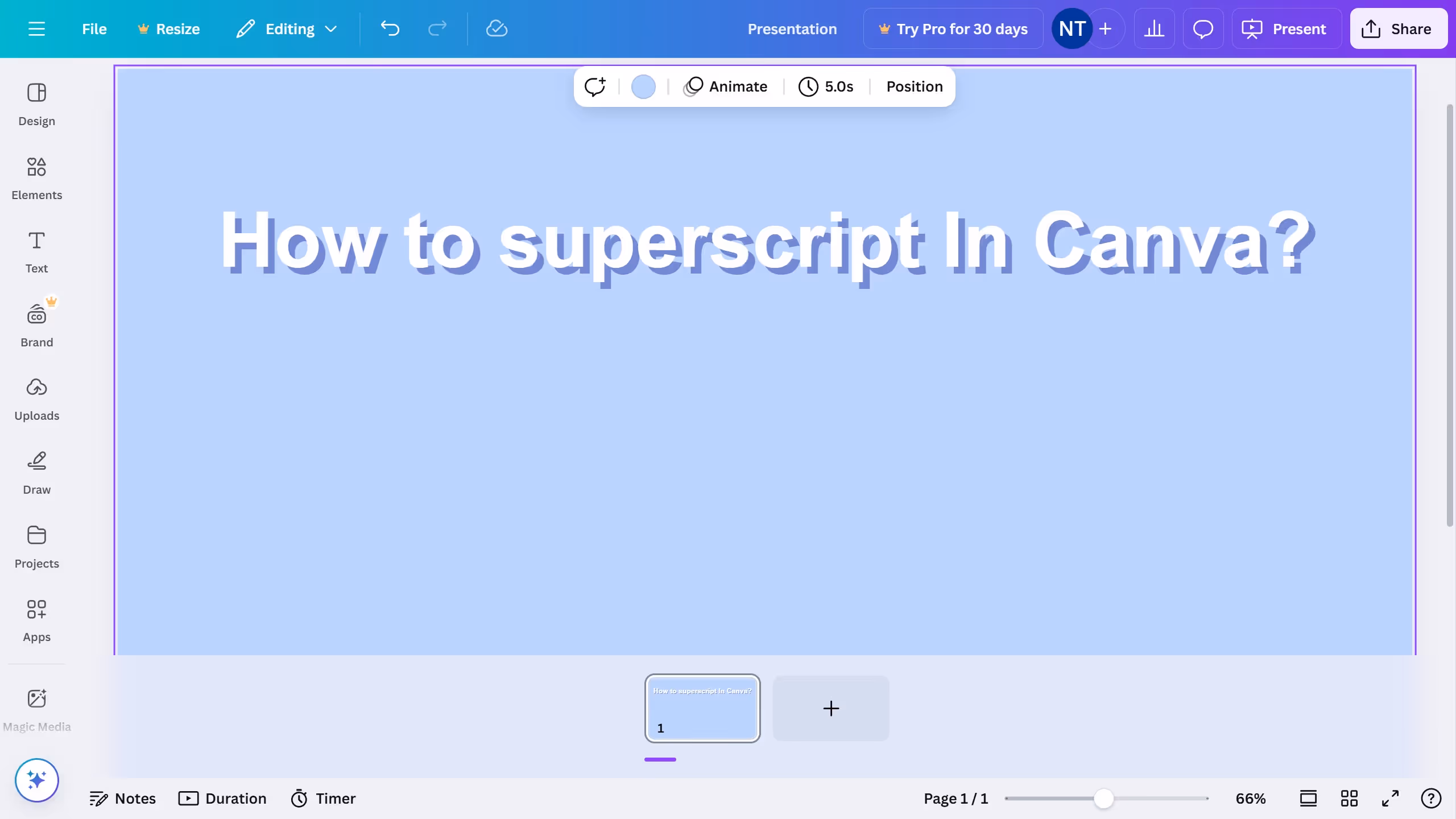 How to superscript In Canva?
