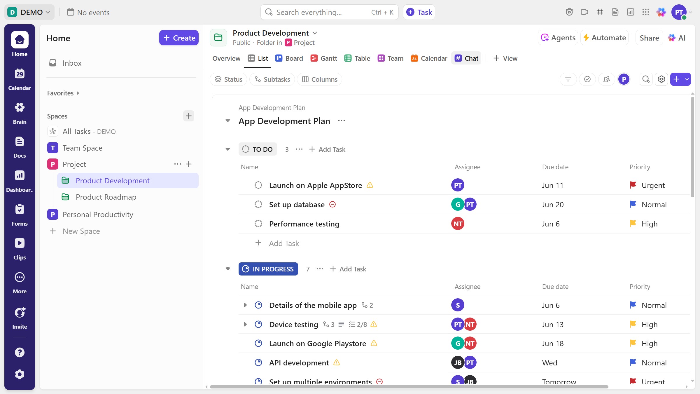 How to send a message in a Chat view in ClickUp