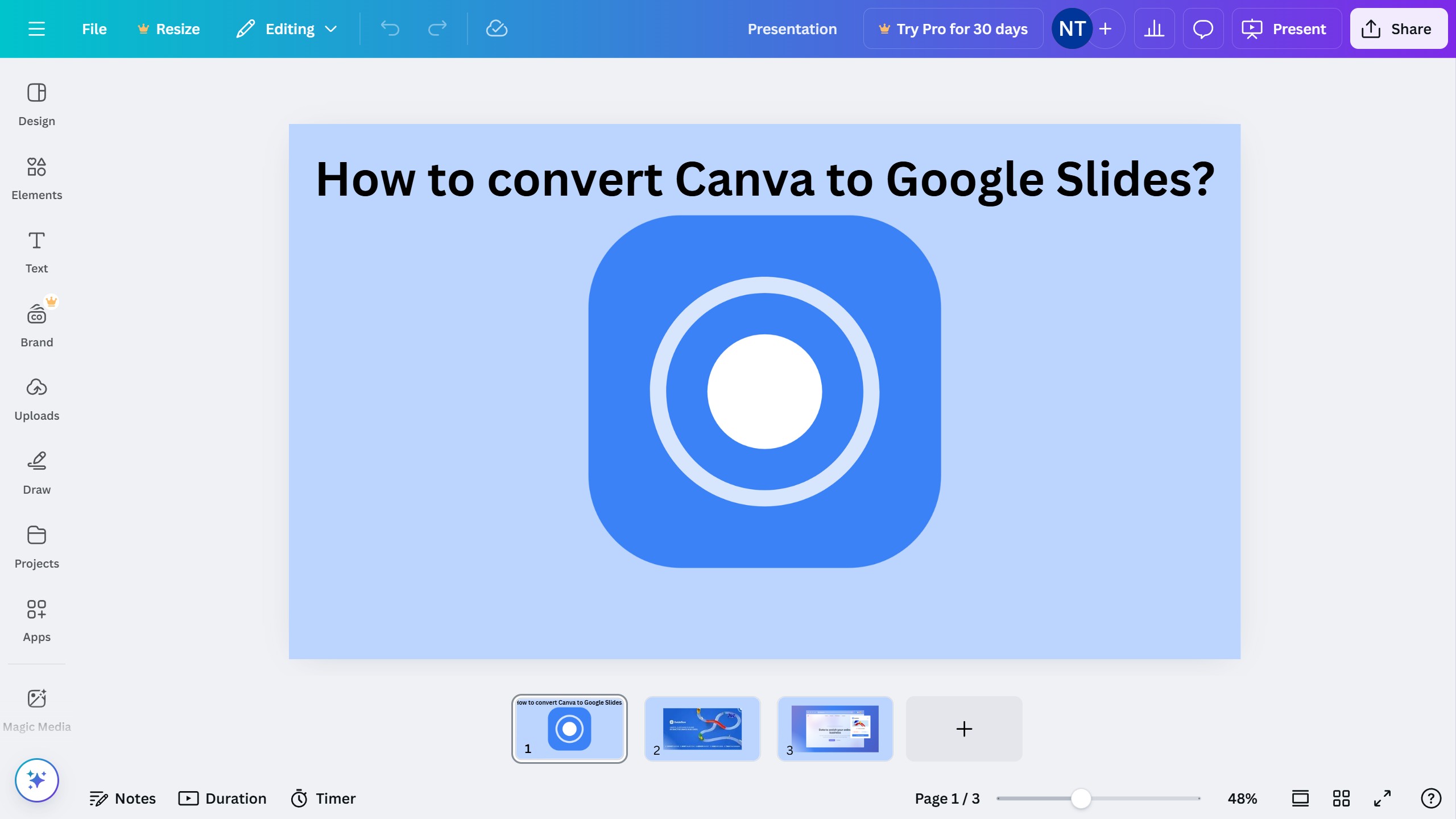 How to convert Canva to Google Slides?