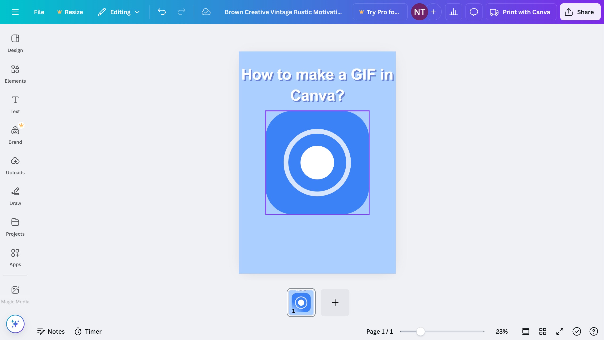 How to make a GIF in Canva?