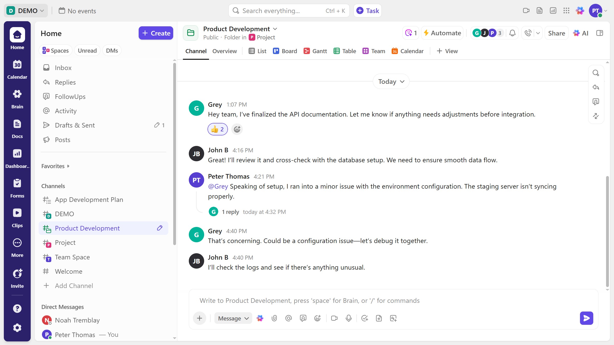 How to format a chat message using rich text in ClickUp