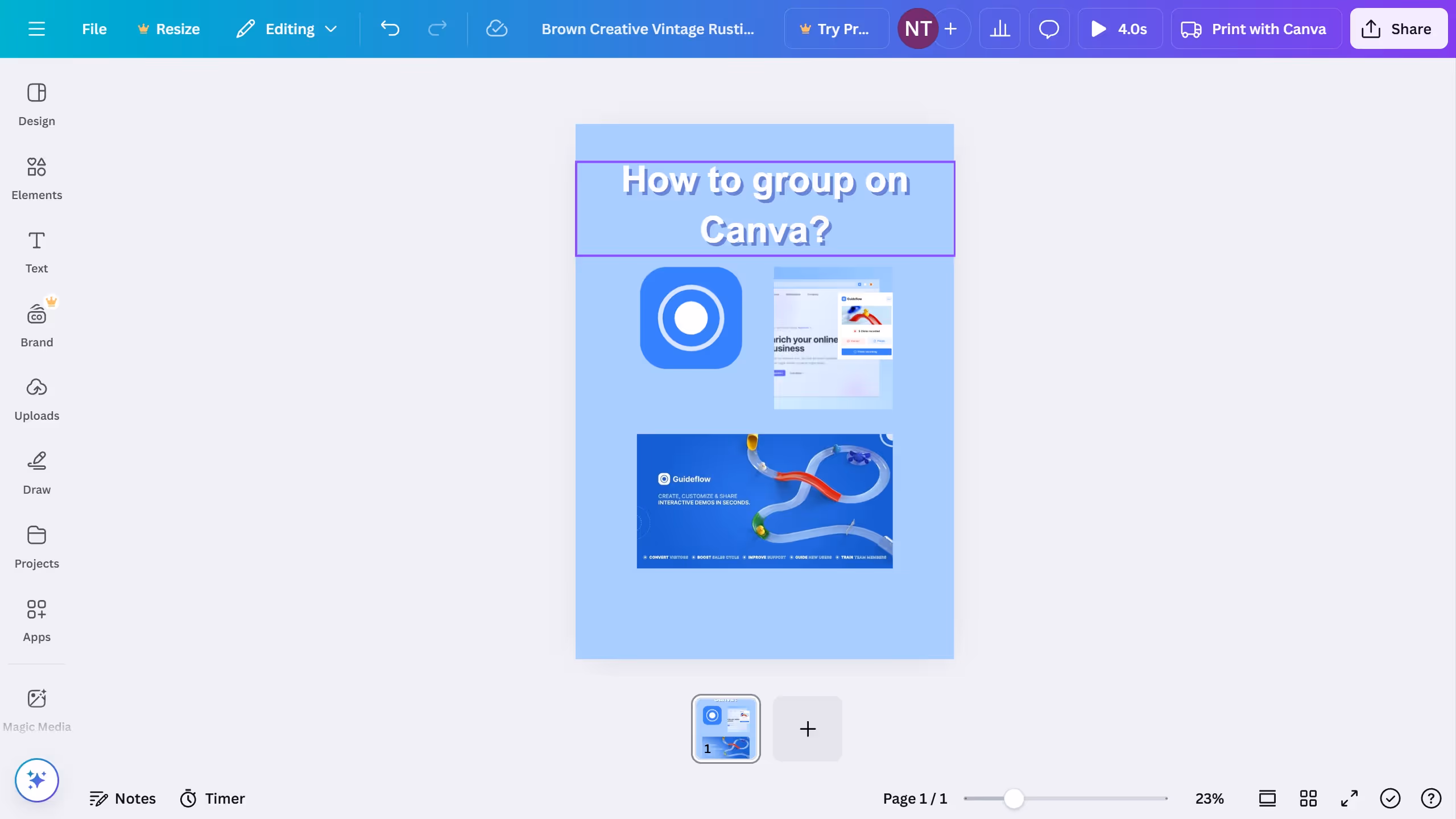 How to group on Canva?