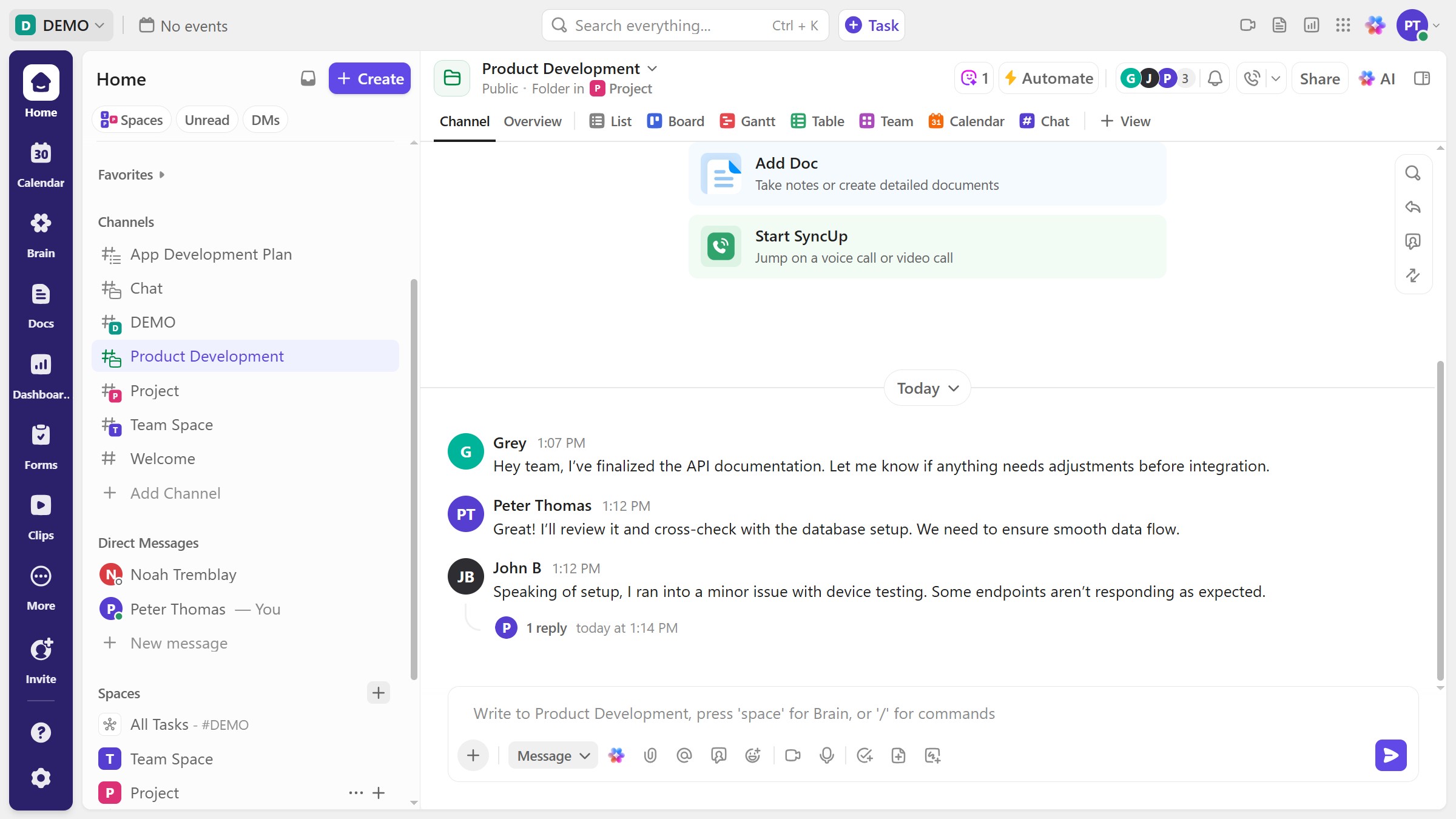 How to react to a chat message with emoji in ClickUp