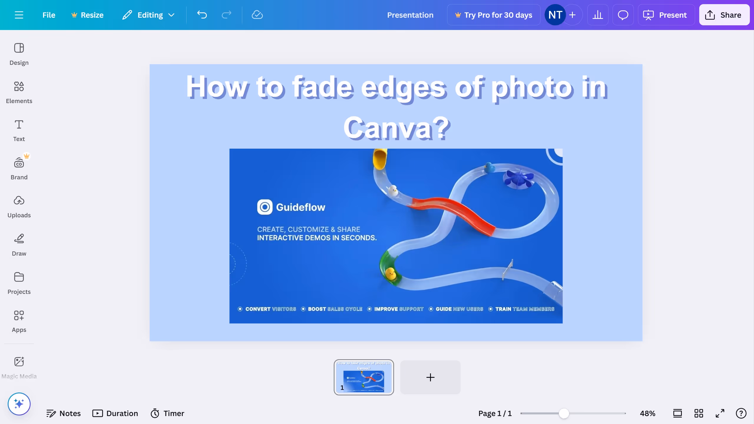 How to fade edges of photo in Canva?
