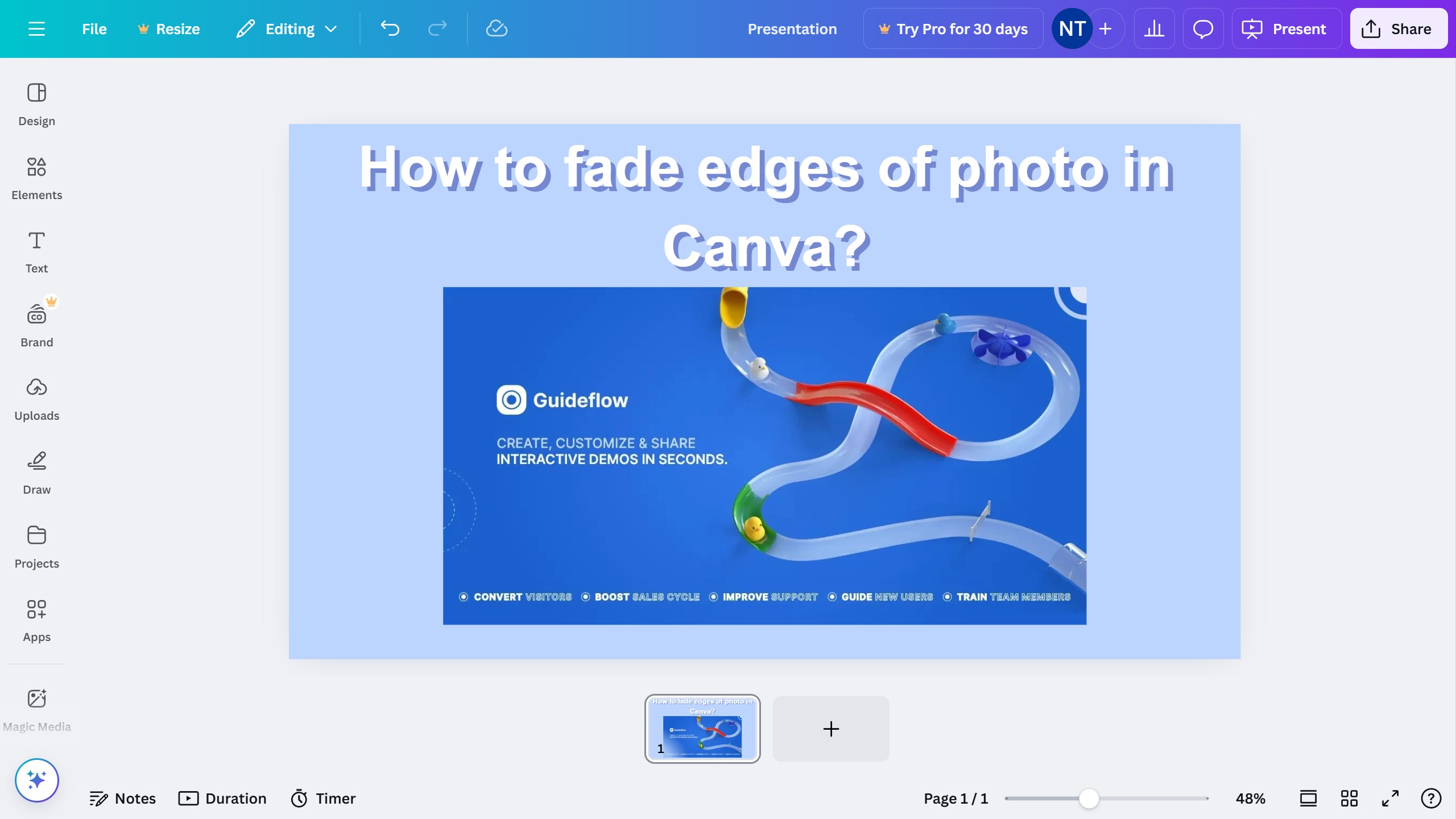 How to fade edges of photo in Canva?