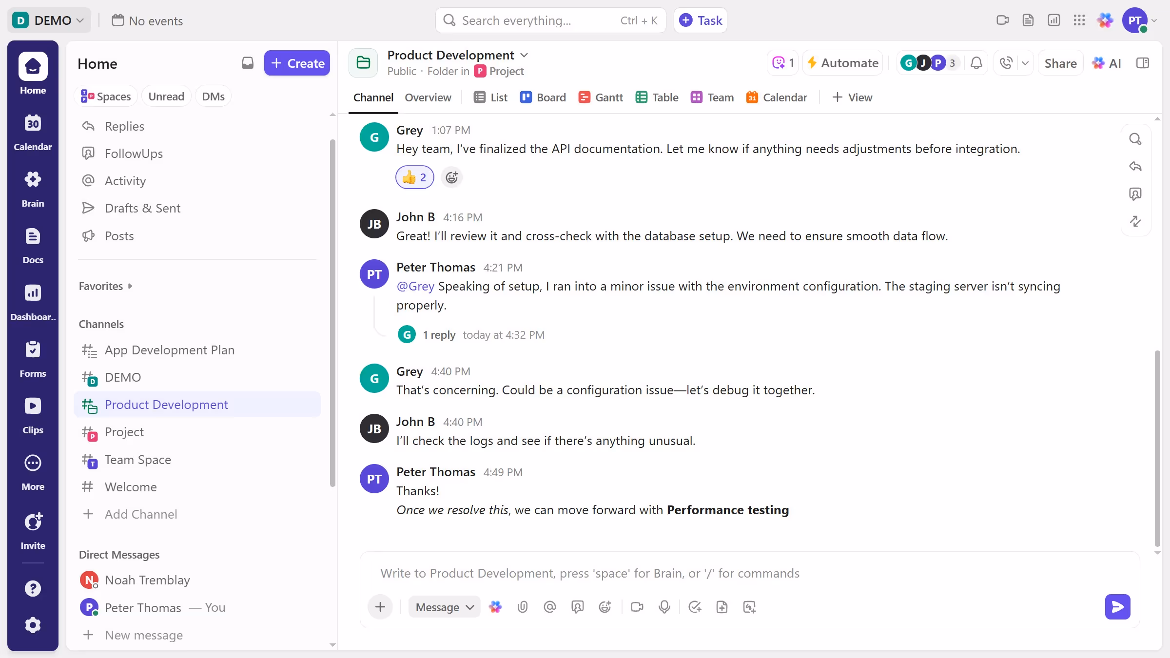 How to delete a chat message in ClickUp
