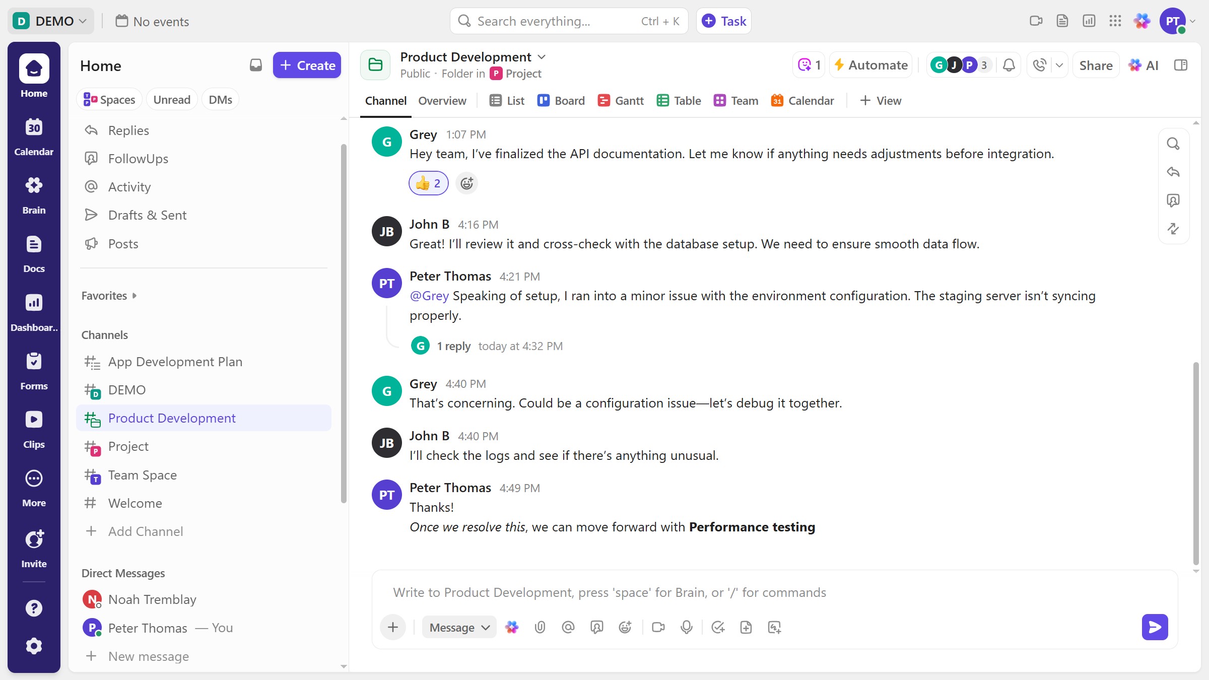 How to delete a chat message in ClickUp