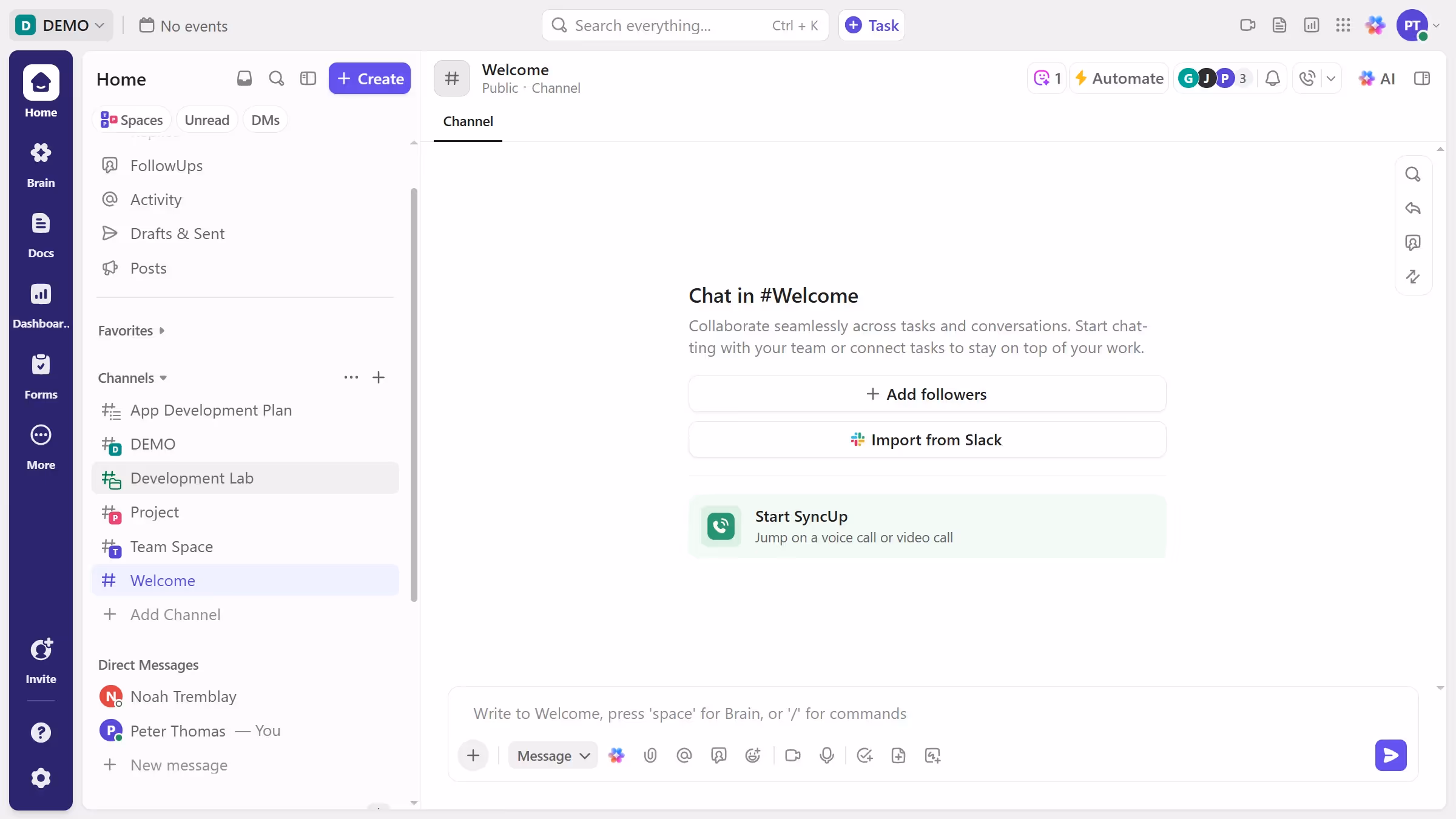 How to rename a channel in ClickUp