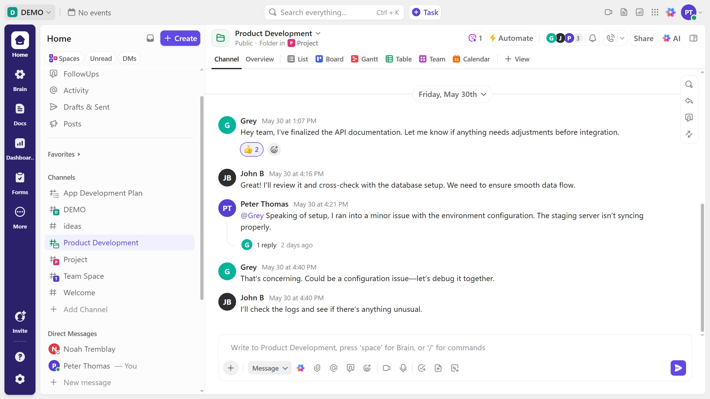 How to mute notifications for a specific channel in ClickUp