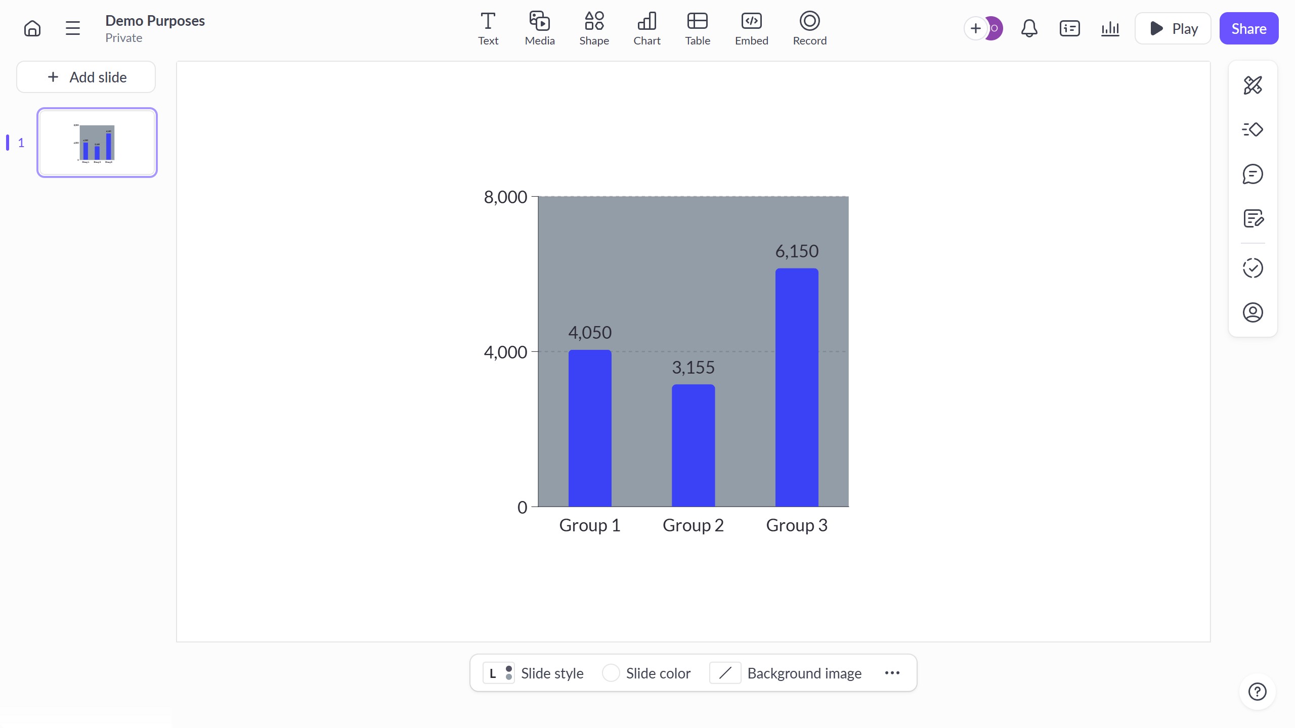 How to turn off the chart background in Pitch