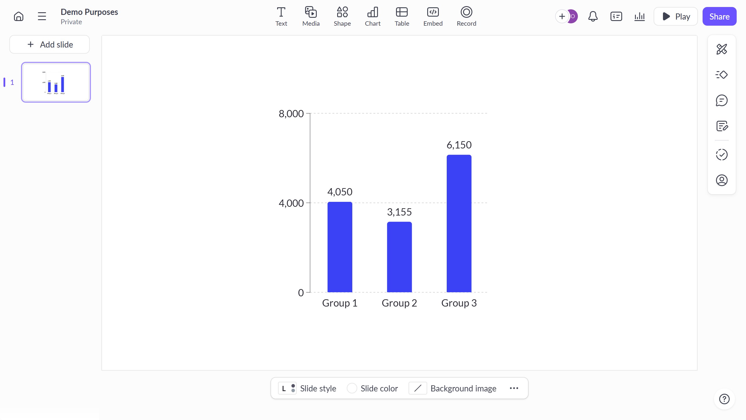 How to show the category axis in Pitch