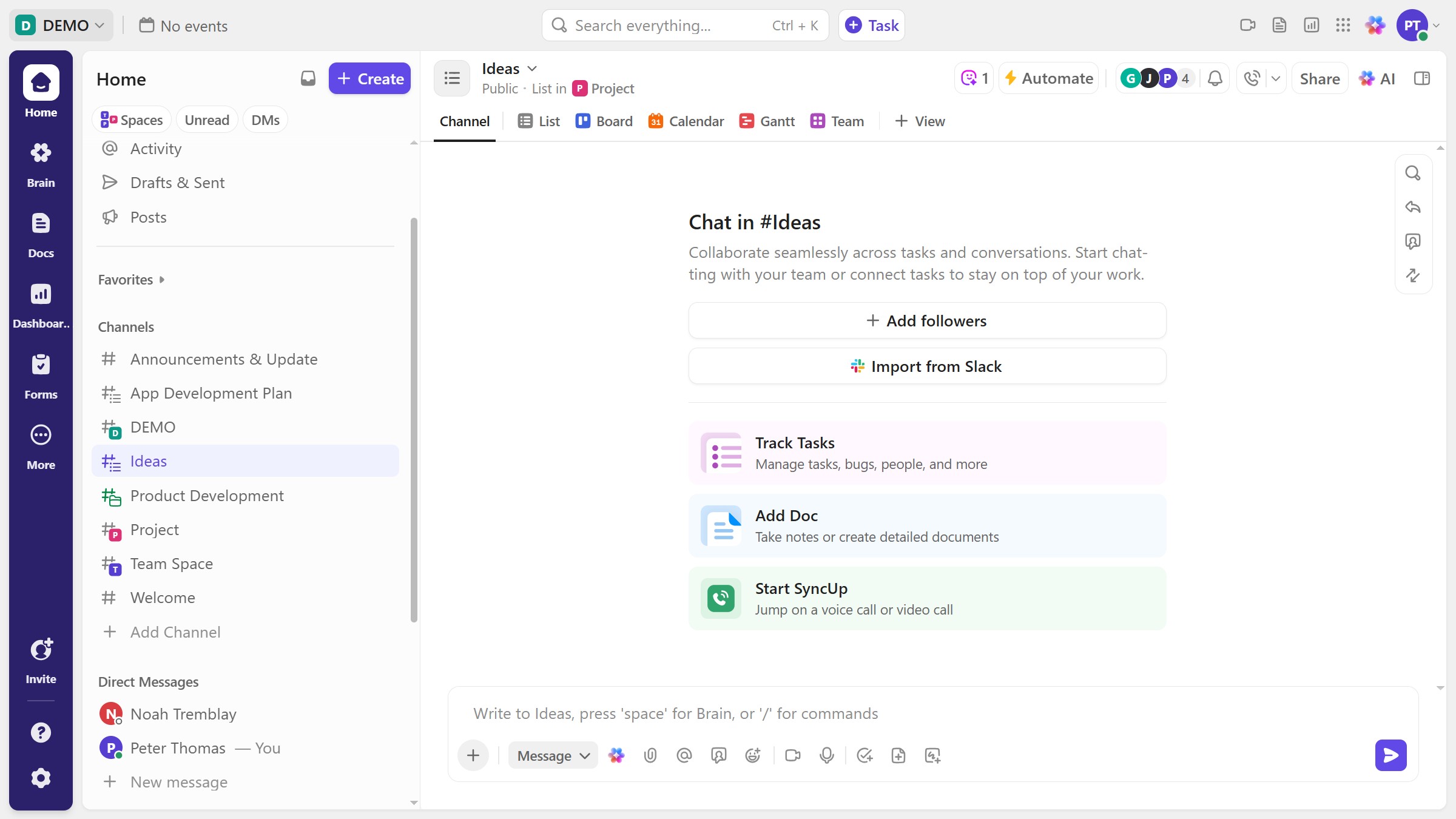 How to unfollow a team channel in ClickUp