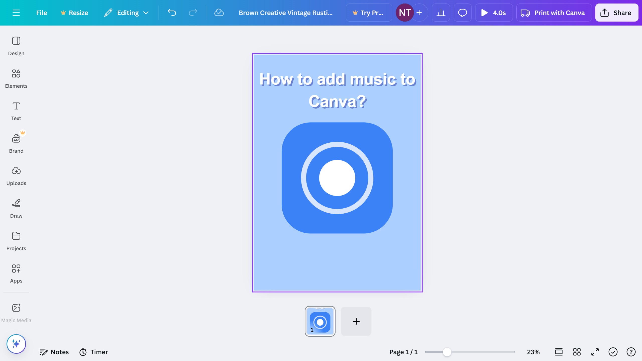 How to add music to Canva?