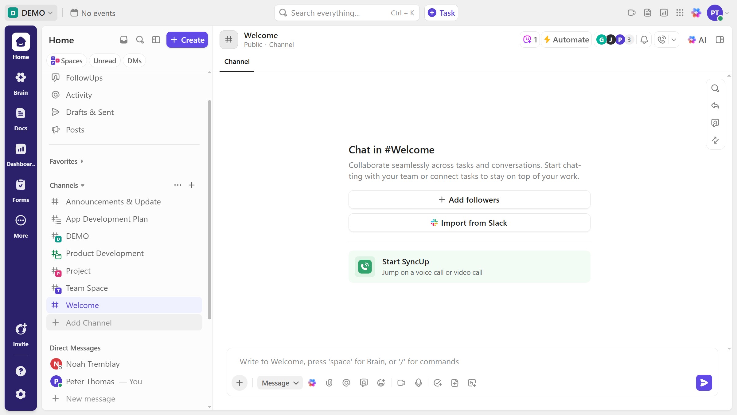 How to follow a channel in ClickUp