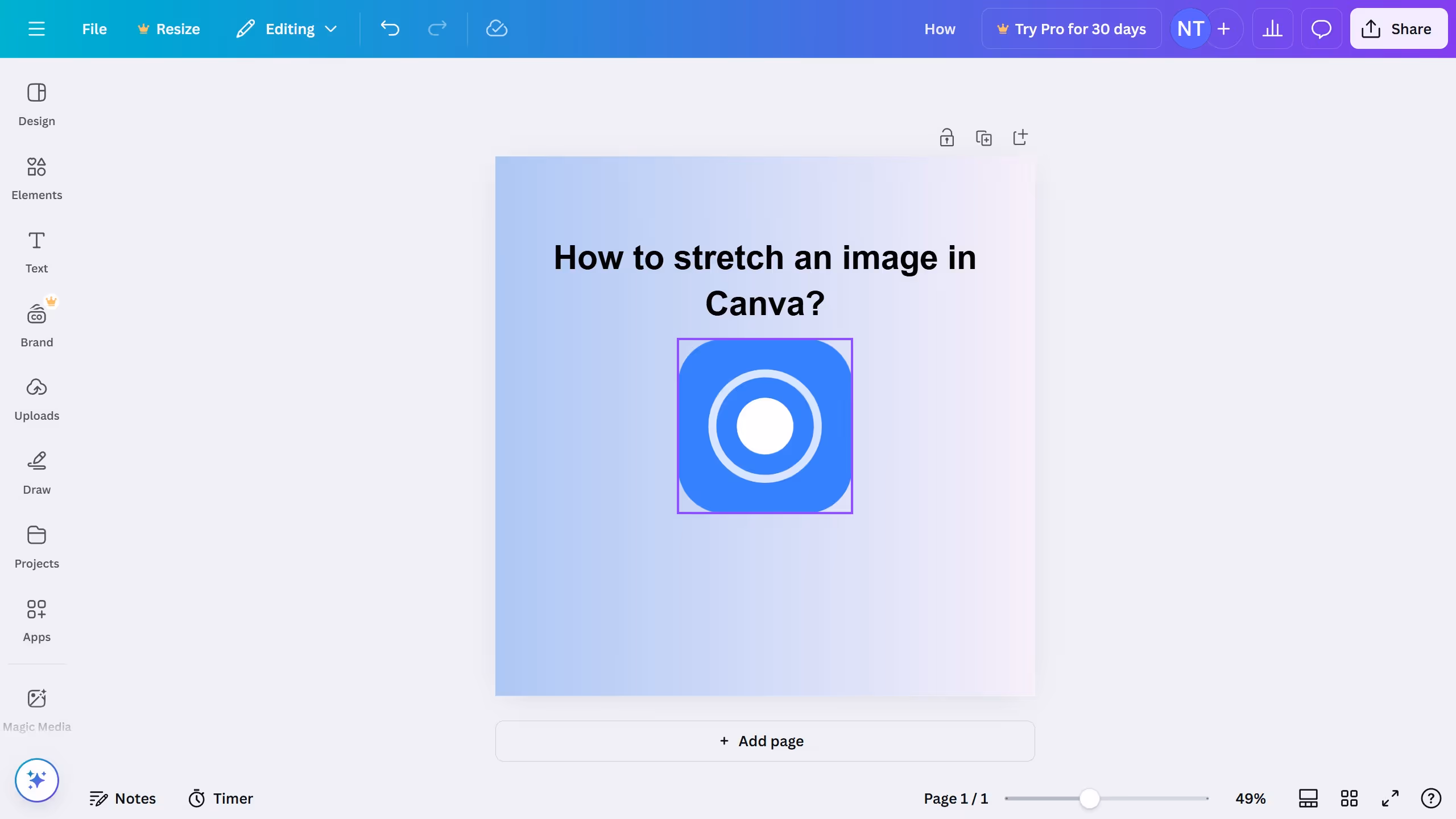 How to stretch an image in Canva?