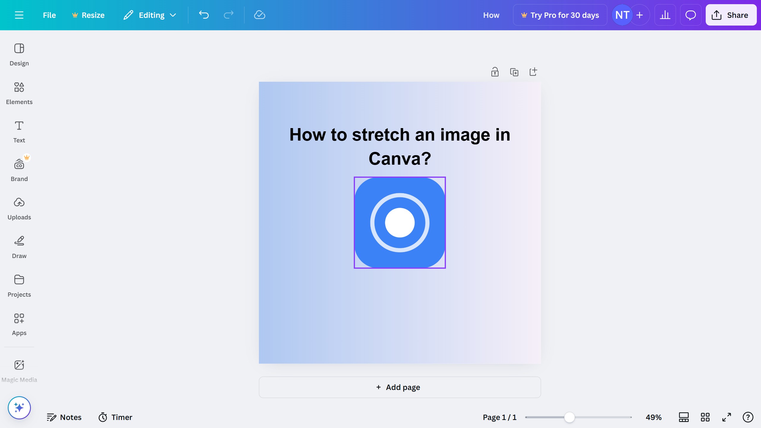 How to stretch an image in Canva?