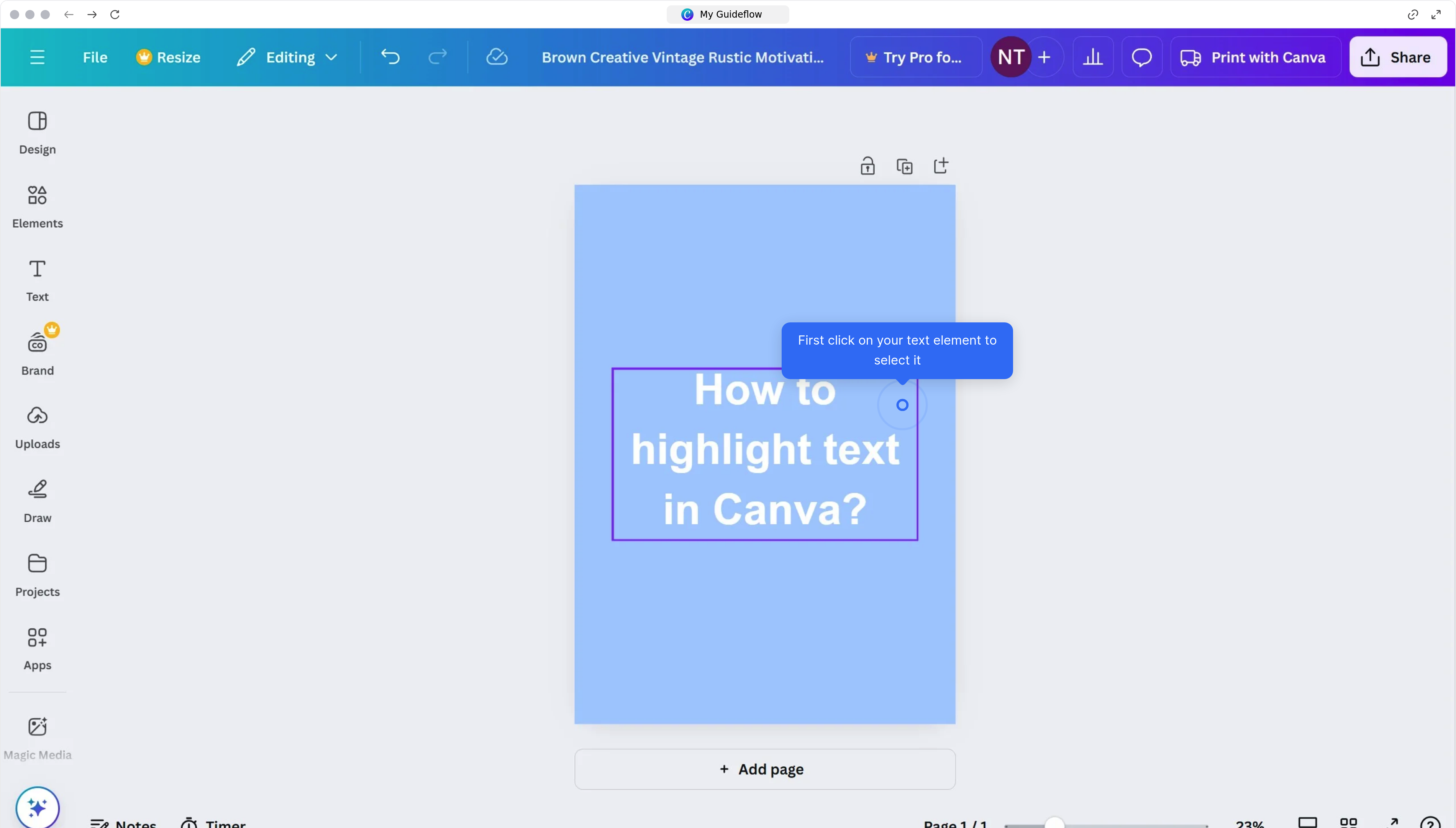 How to highlight words in Canva?