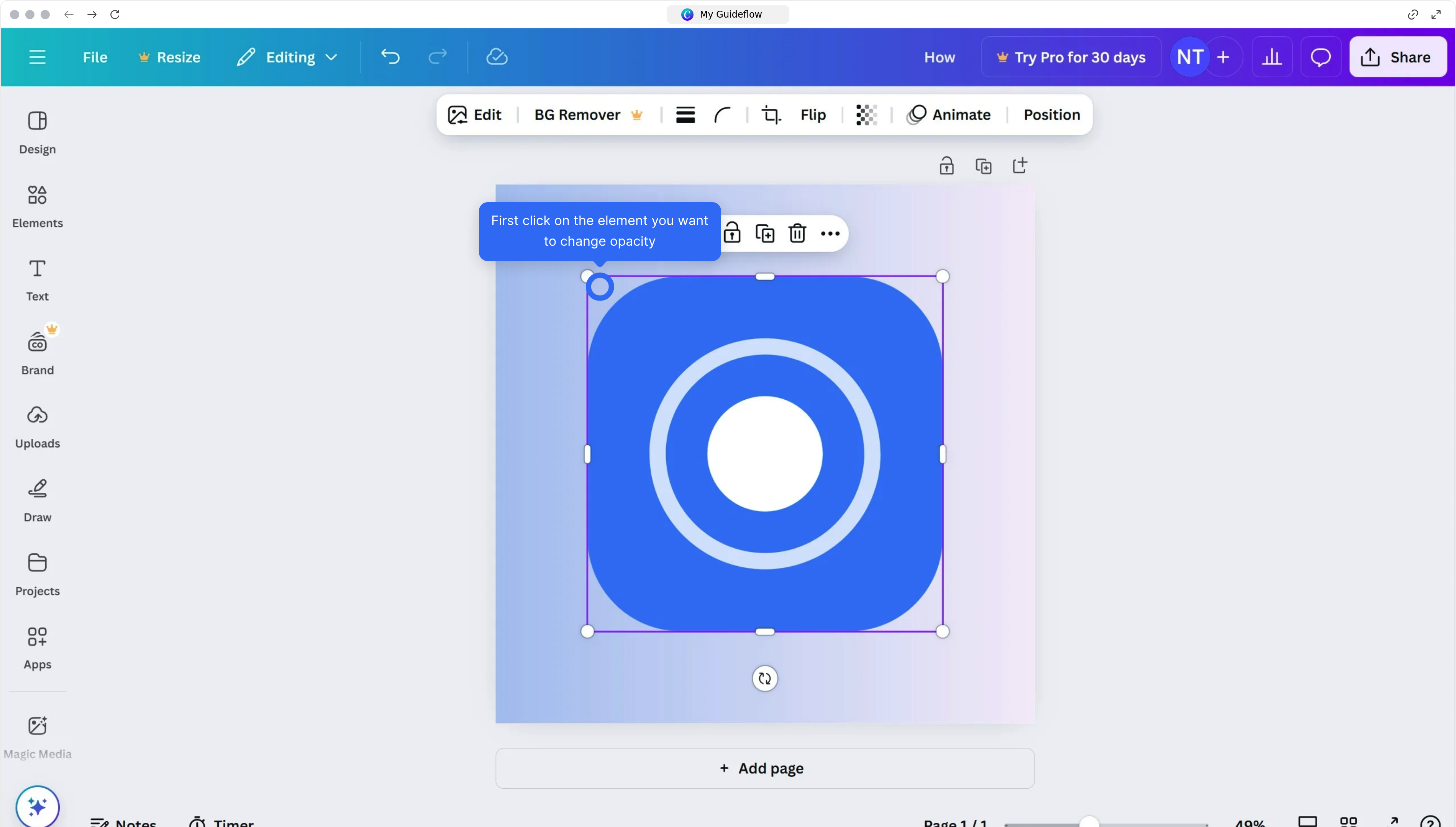 How to change opacity in Canva?