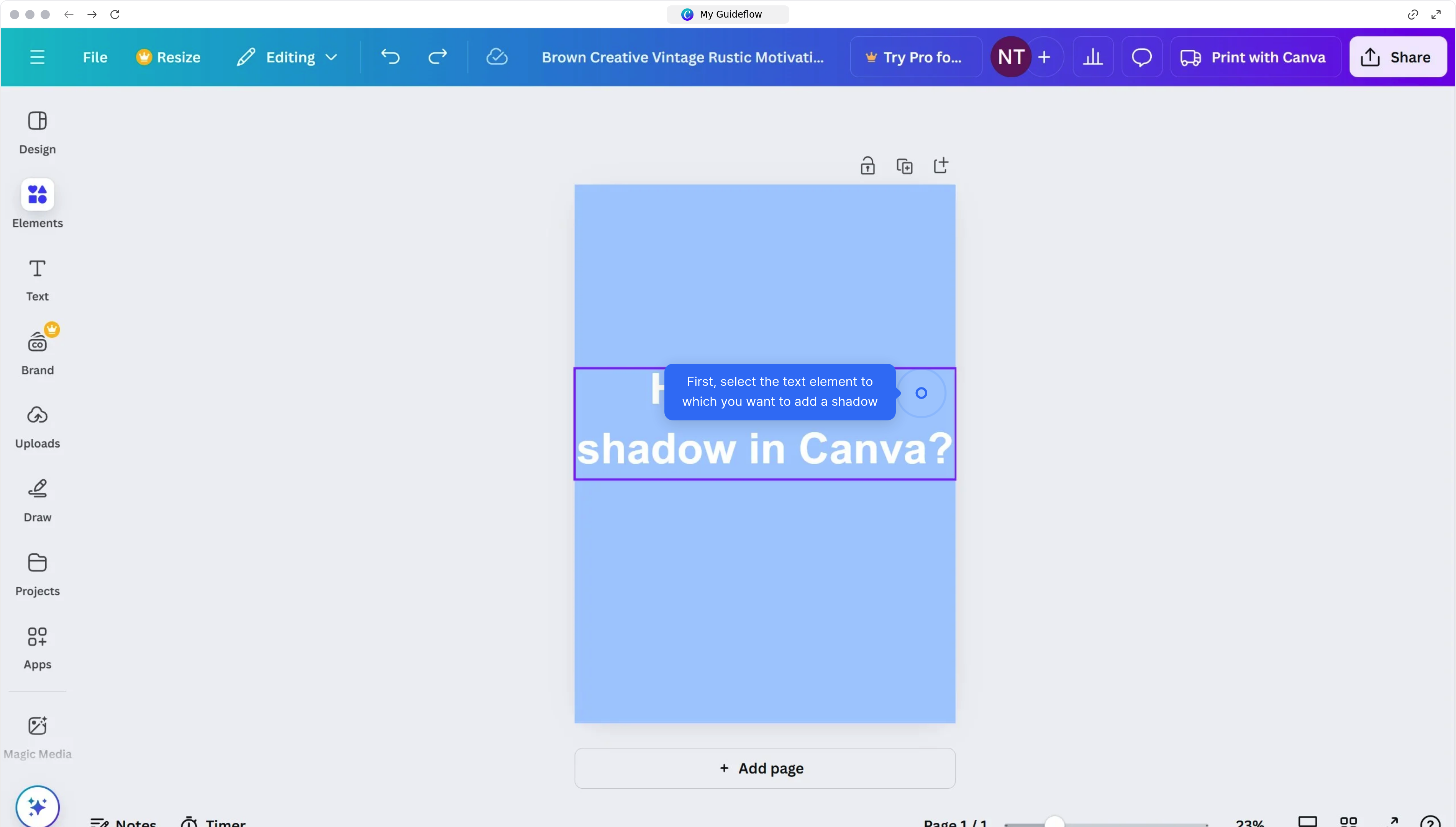 How to add shadow in Canva?