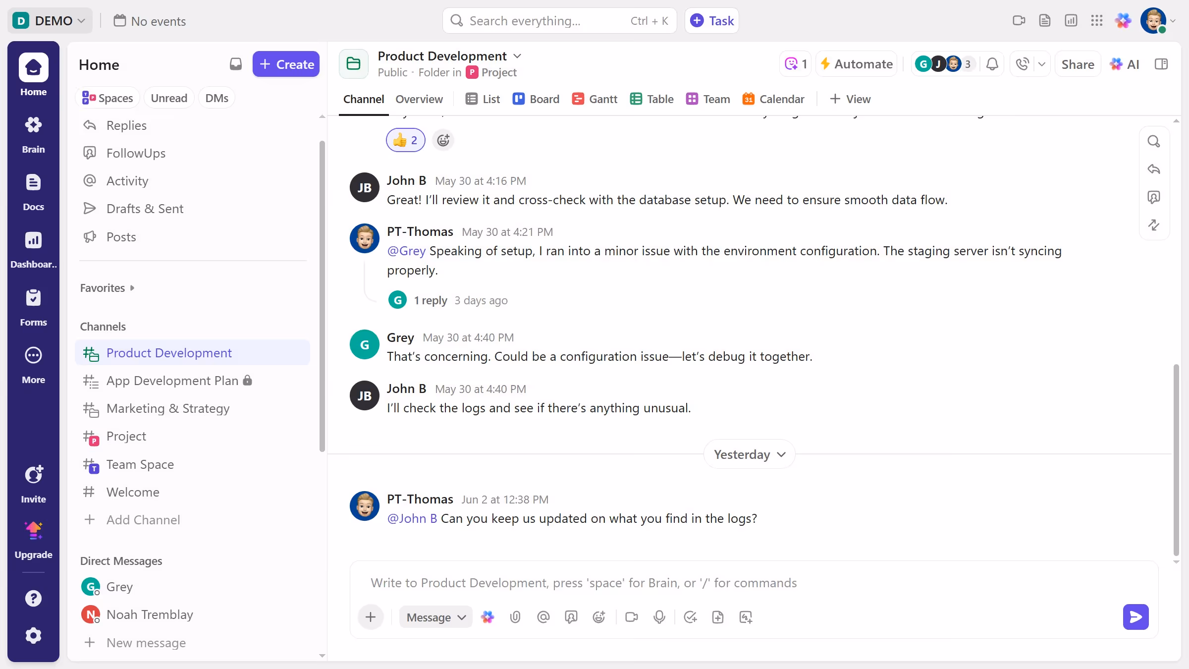 How to share a channel from the Chat sidebar in ClickUp