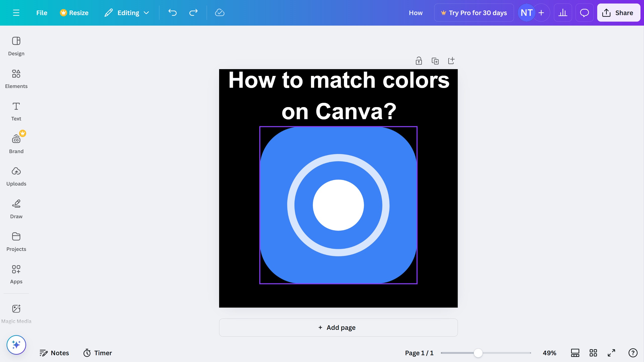 How to match colors on Canva?