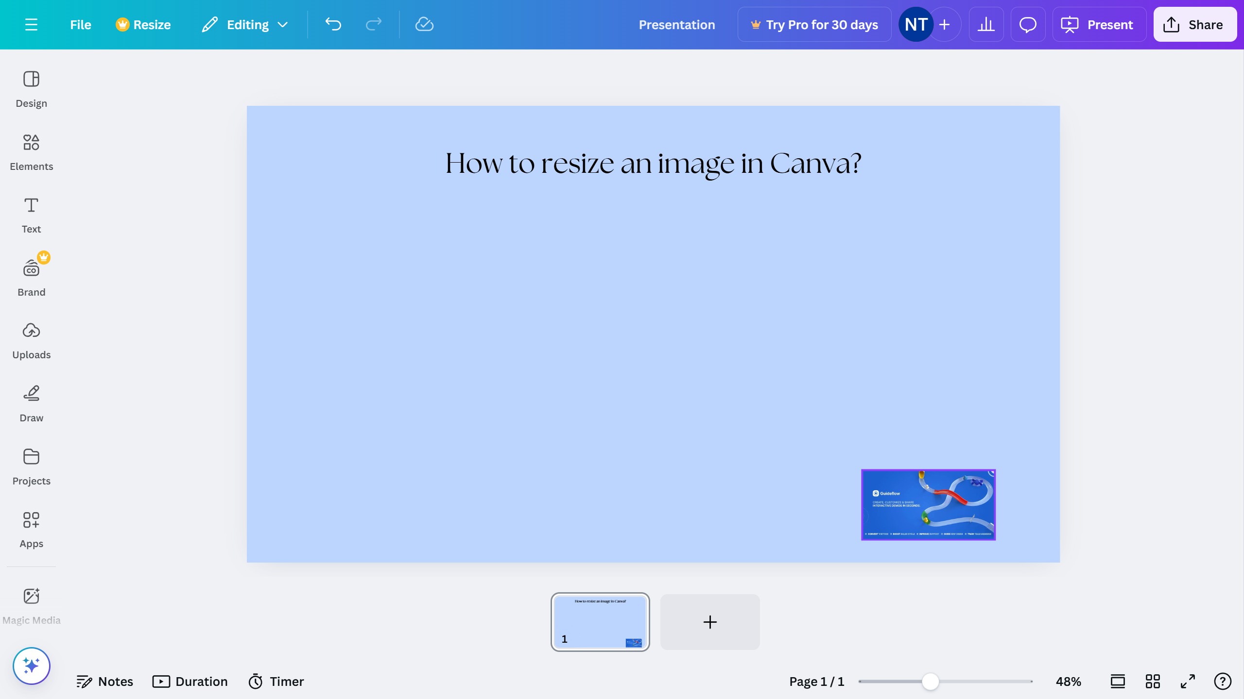How to resize an image in Canva?