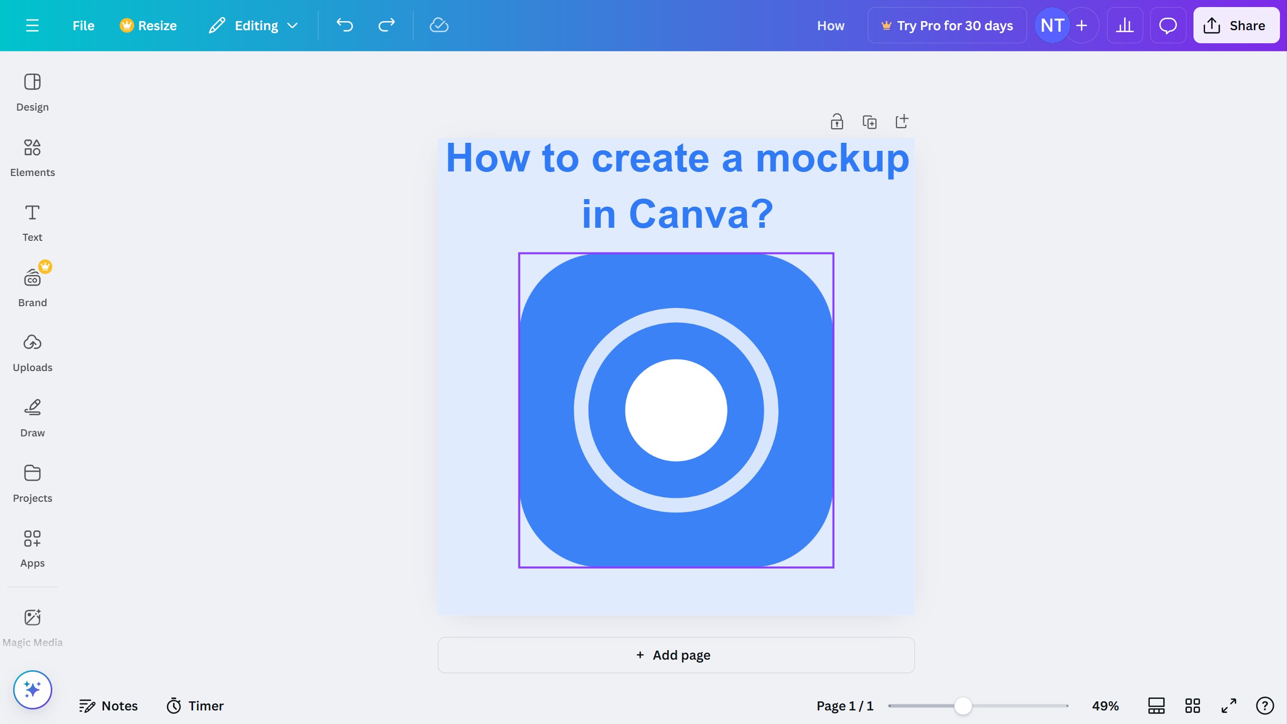 How to create a mockup in Canva?