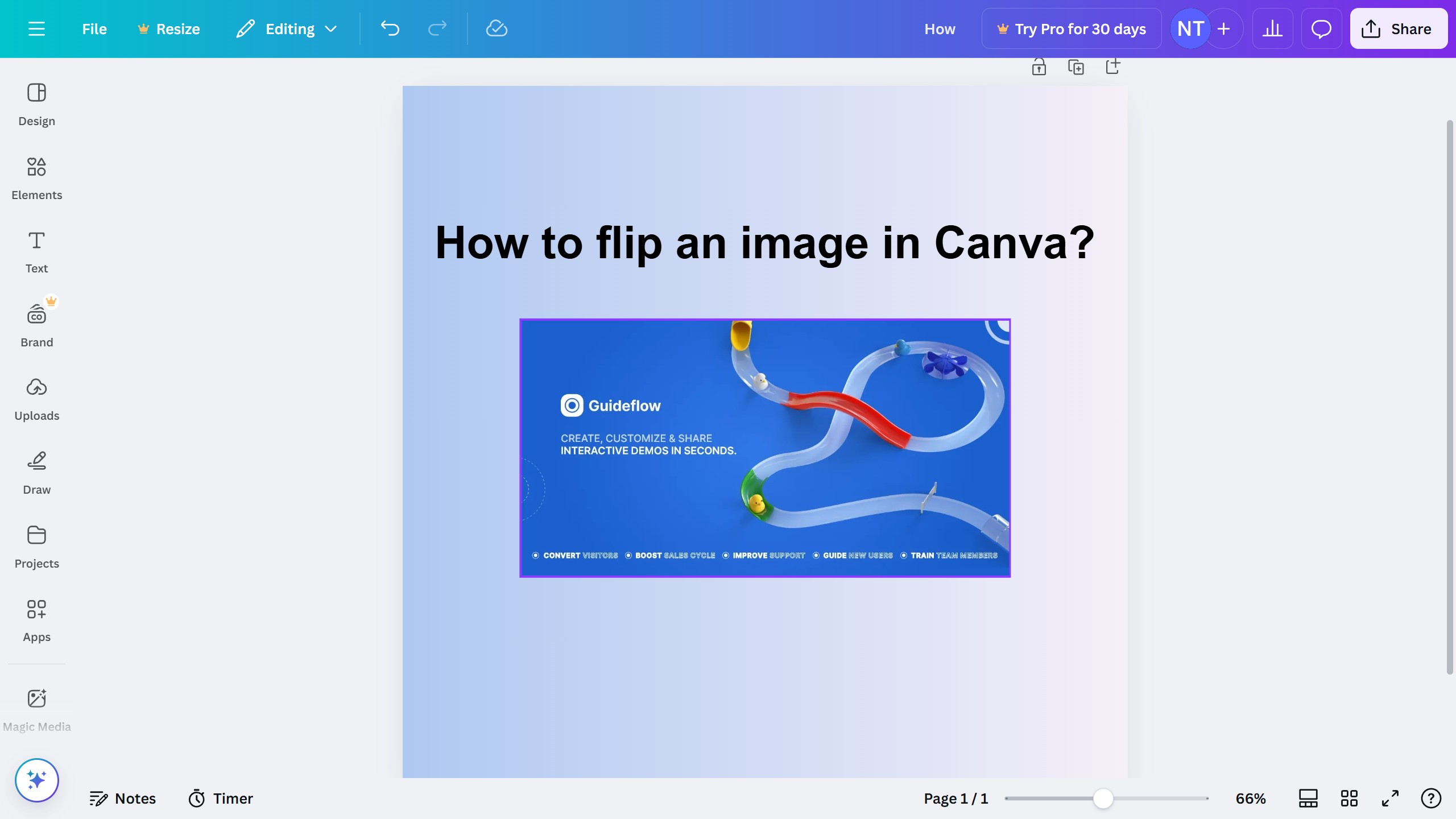 How to flip an image in Canva?