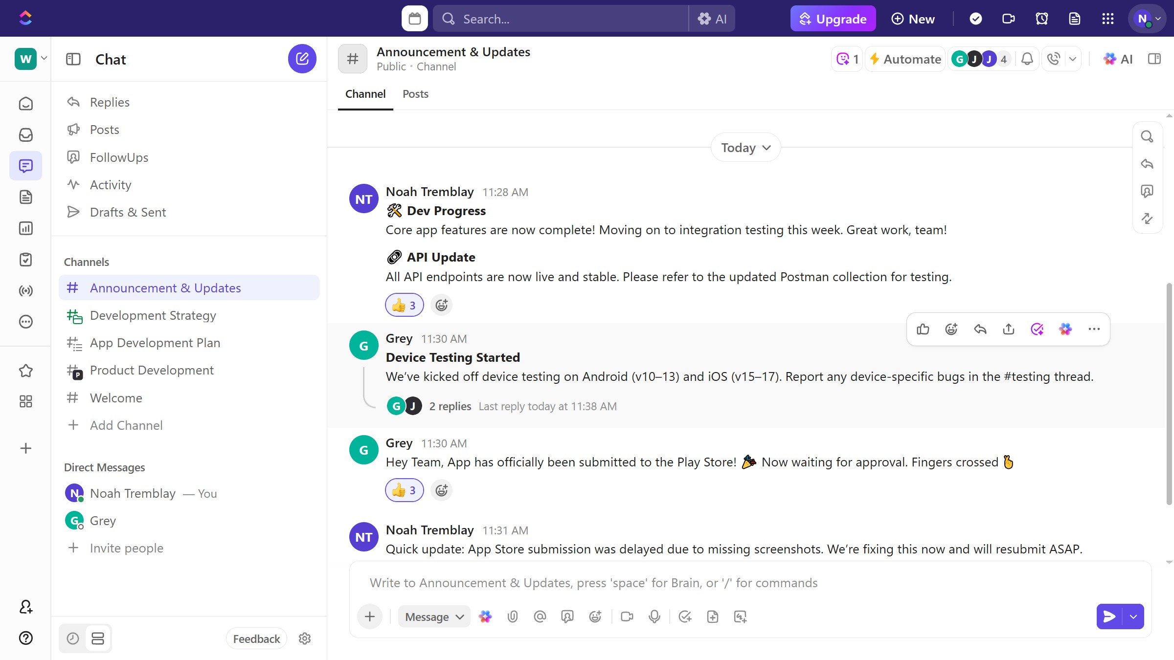 How to turn off a thread notifications in ClickUp