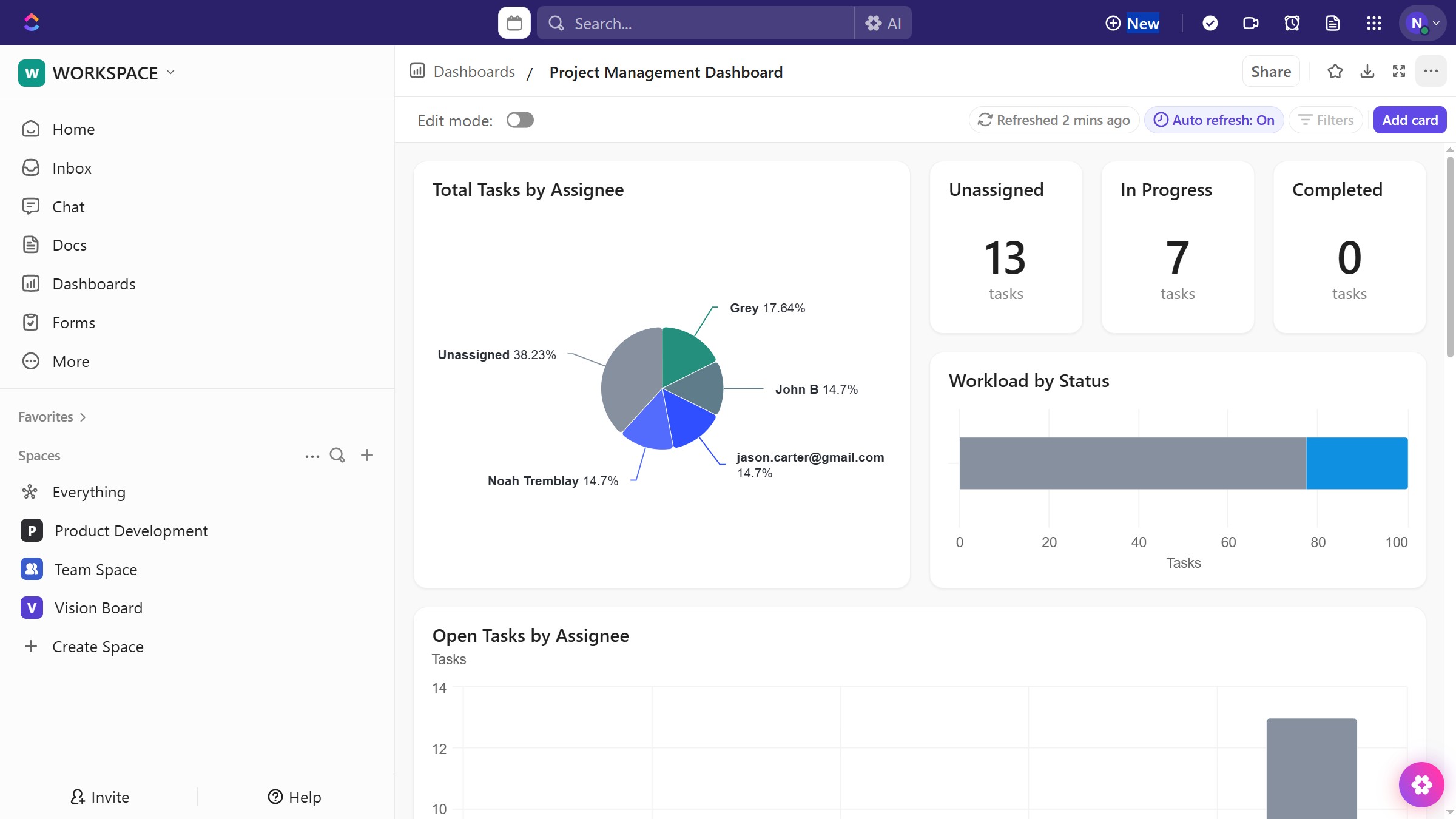 How to enable or disable Auto layout in a dashboard in ClickUp