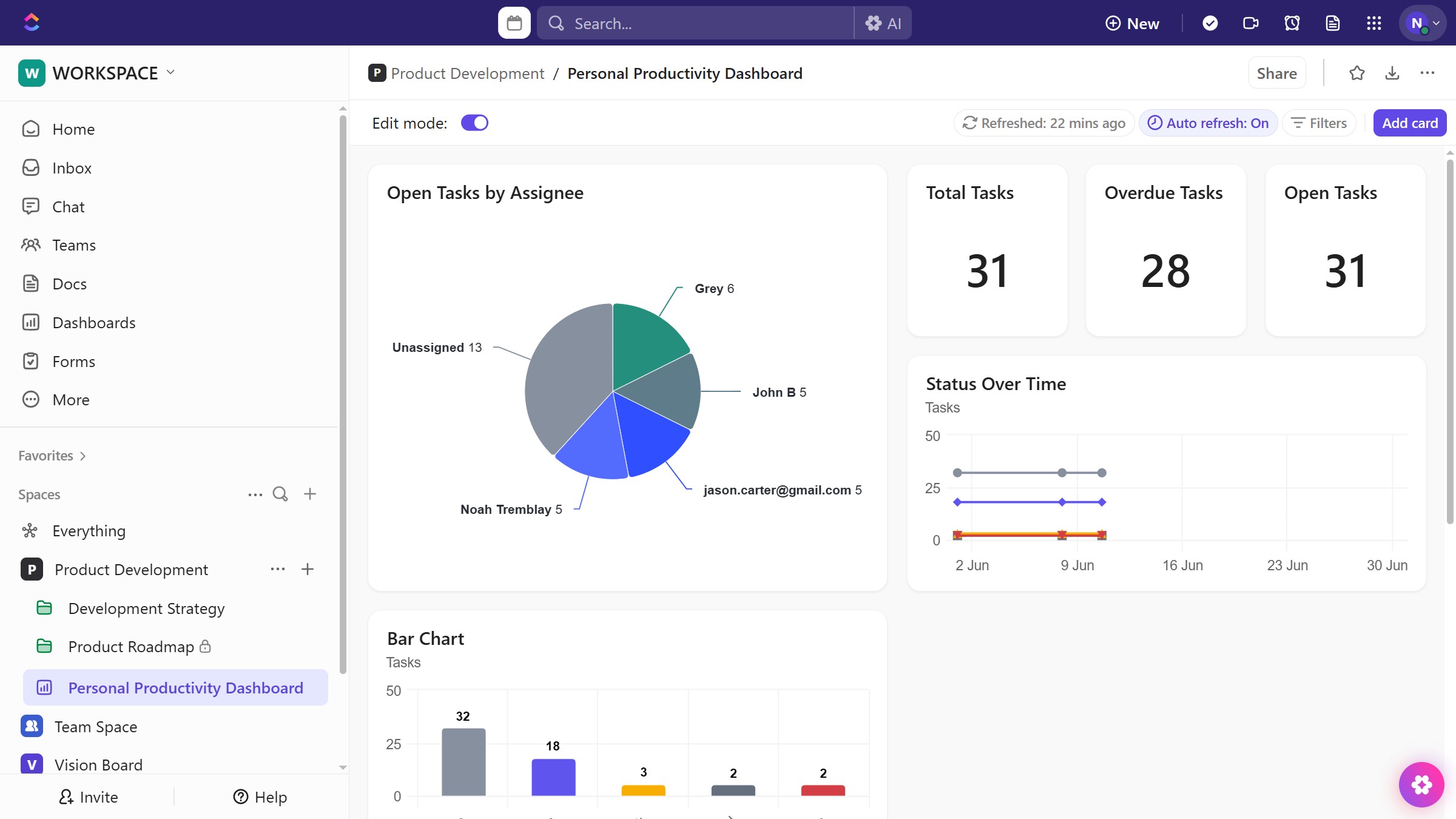 How to resize a card in a dashboard in ClickUp