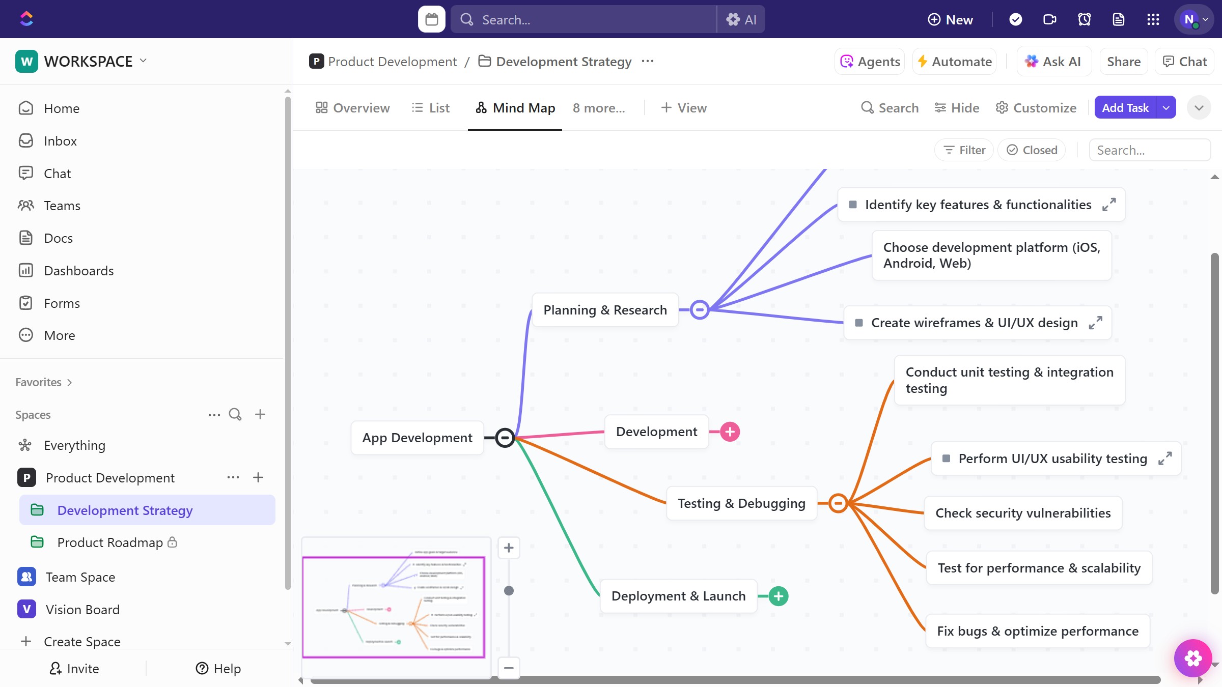 How to edit a task from a Mind Map in ClickUp