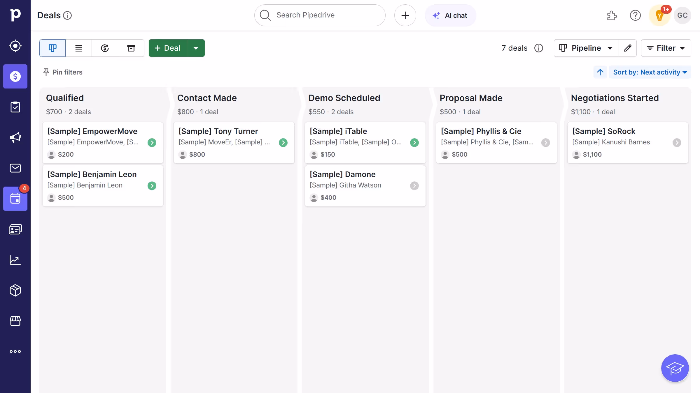 How to share a scheduled specific-time meeting in Pipedrive