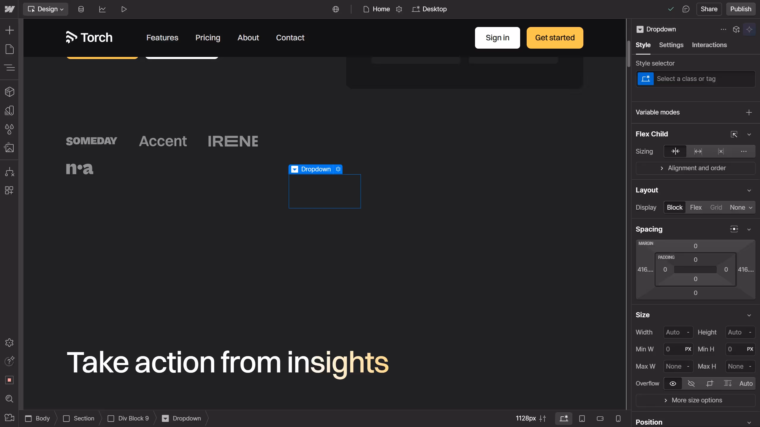 How to edit drop down menu in Webflow?