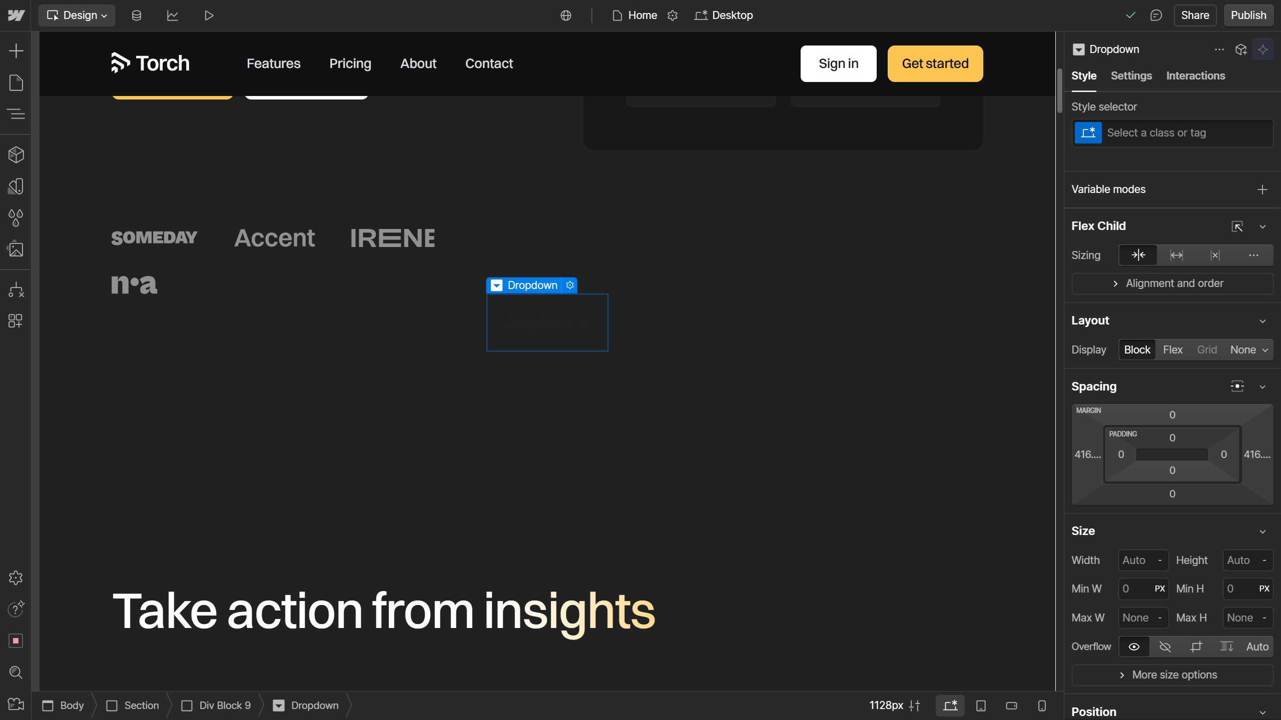 How to edit drop down menu in Webflow?
