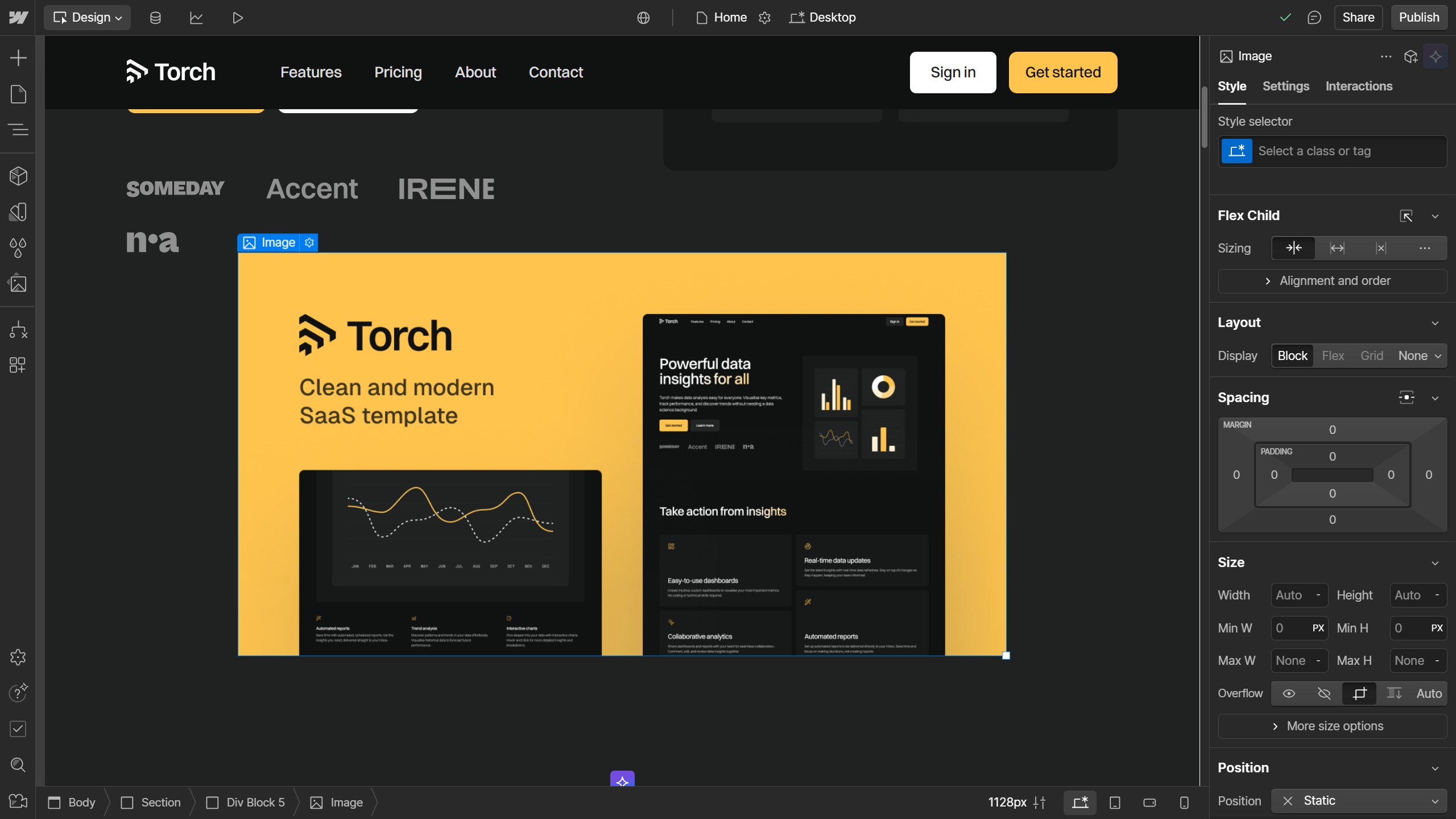 How to correctly size an image box on Webflow?
