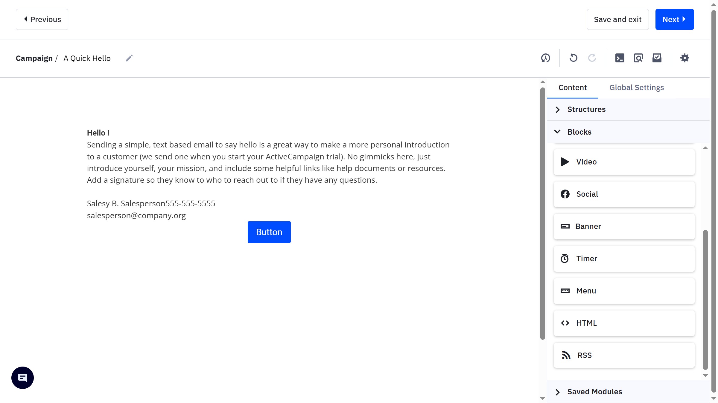 How to create an anchor link from the Menu block in ActiveCampaign