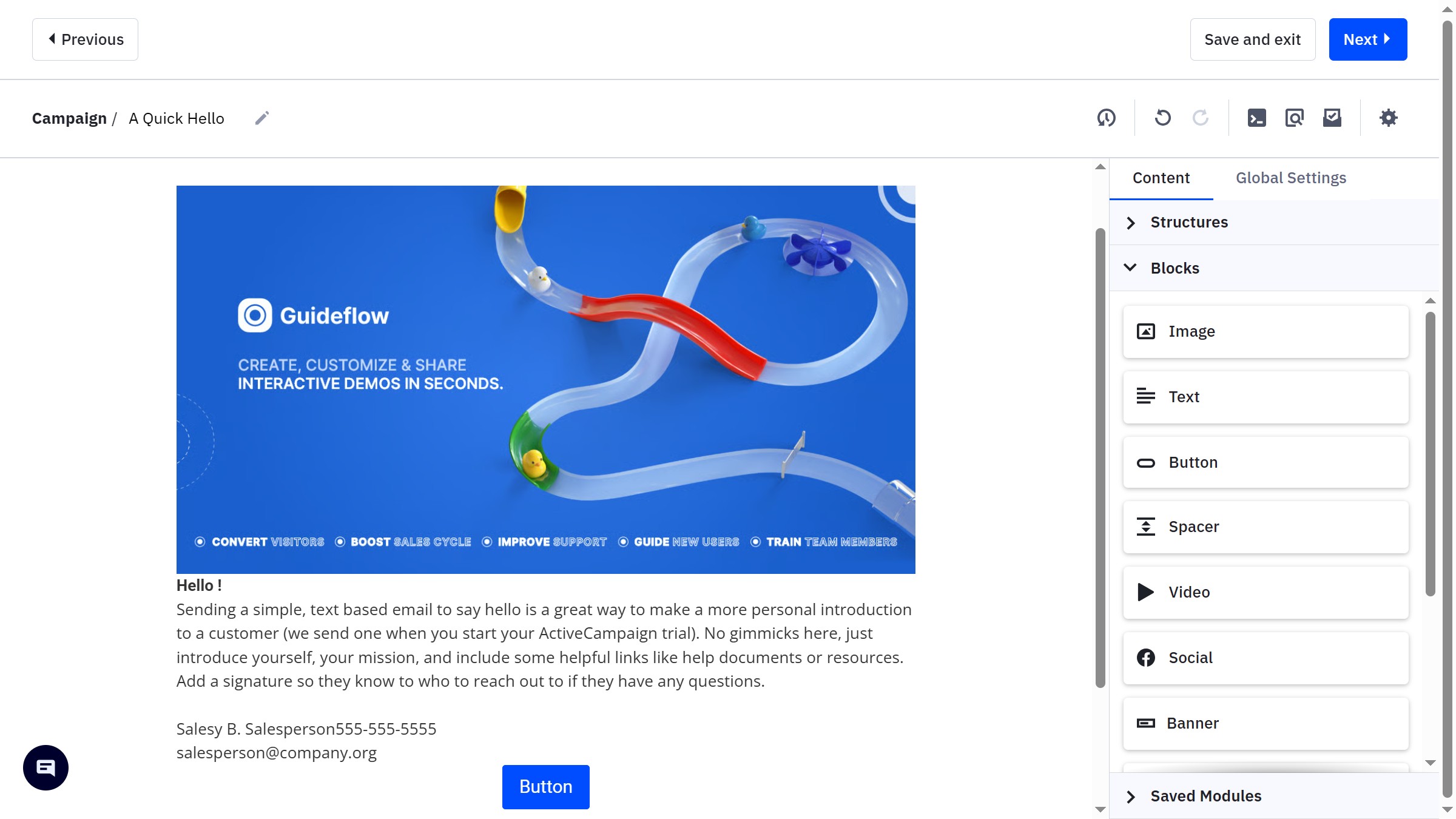 How to resize an image in a campaign in ActiveCampaign