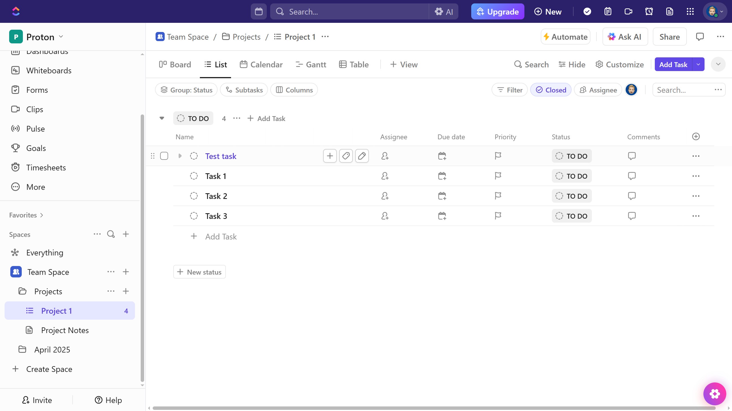 How to archive a task in Clickup