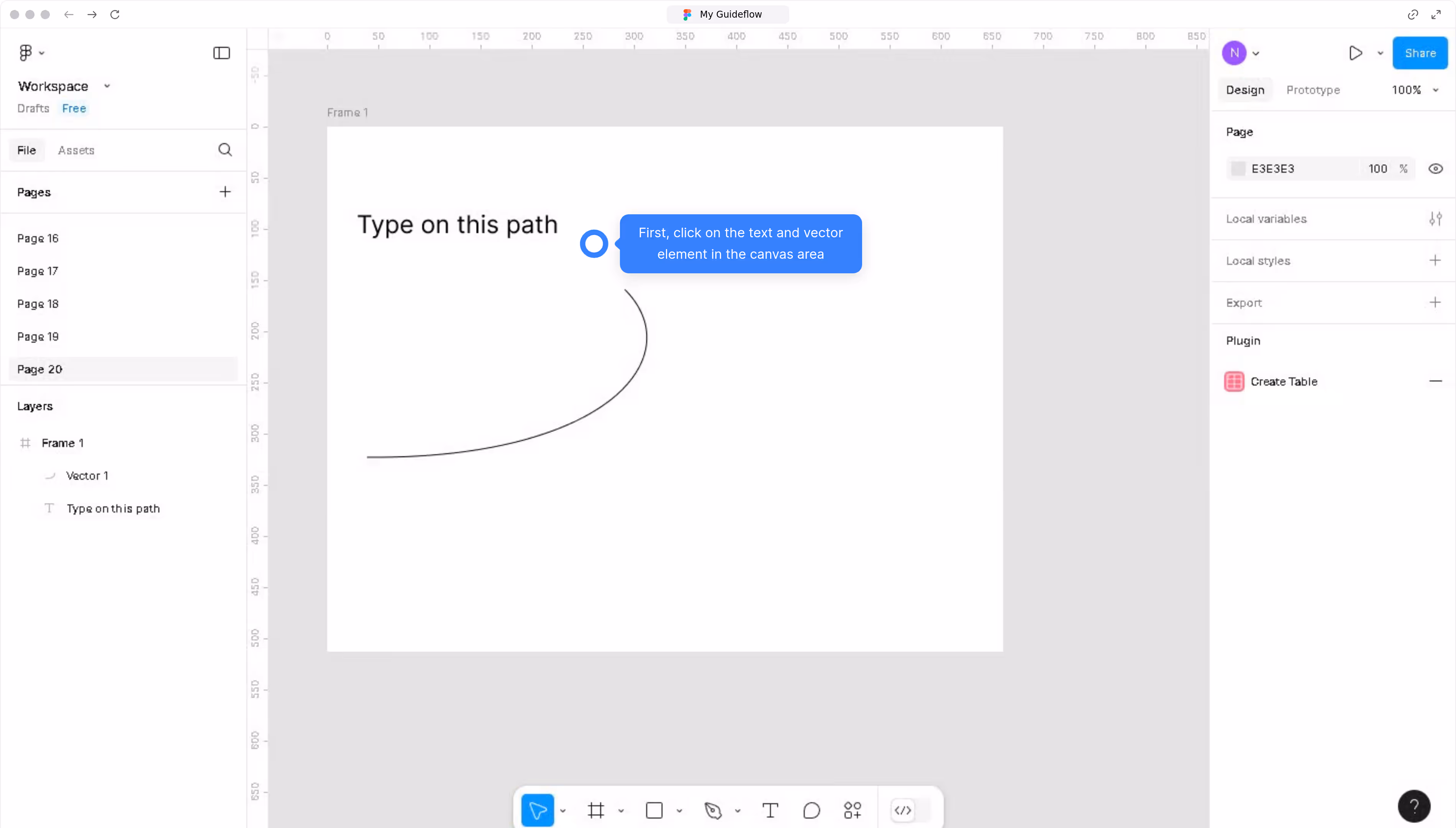 How to type on a vector path in Figma?