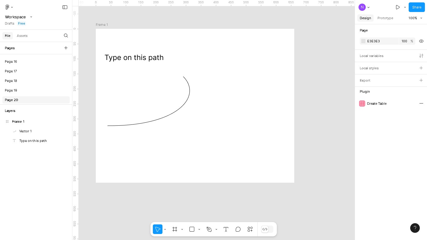 How to type on a vector path in Figma?