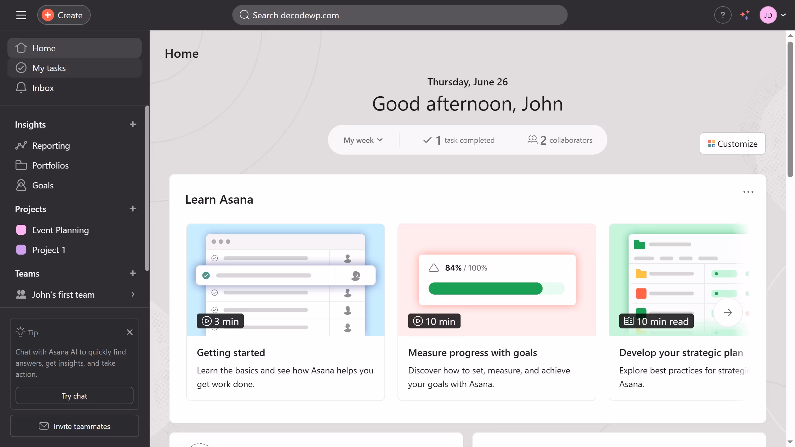 How to delete tasks in Asana