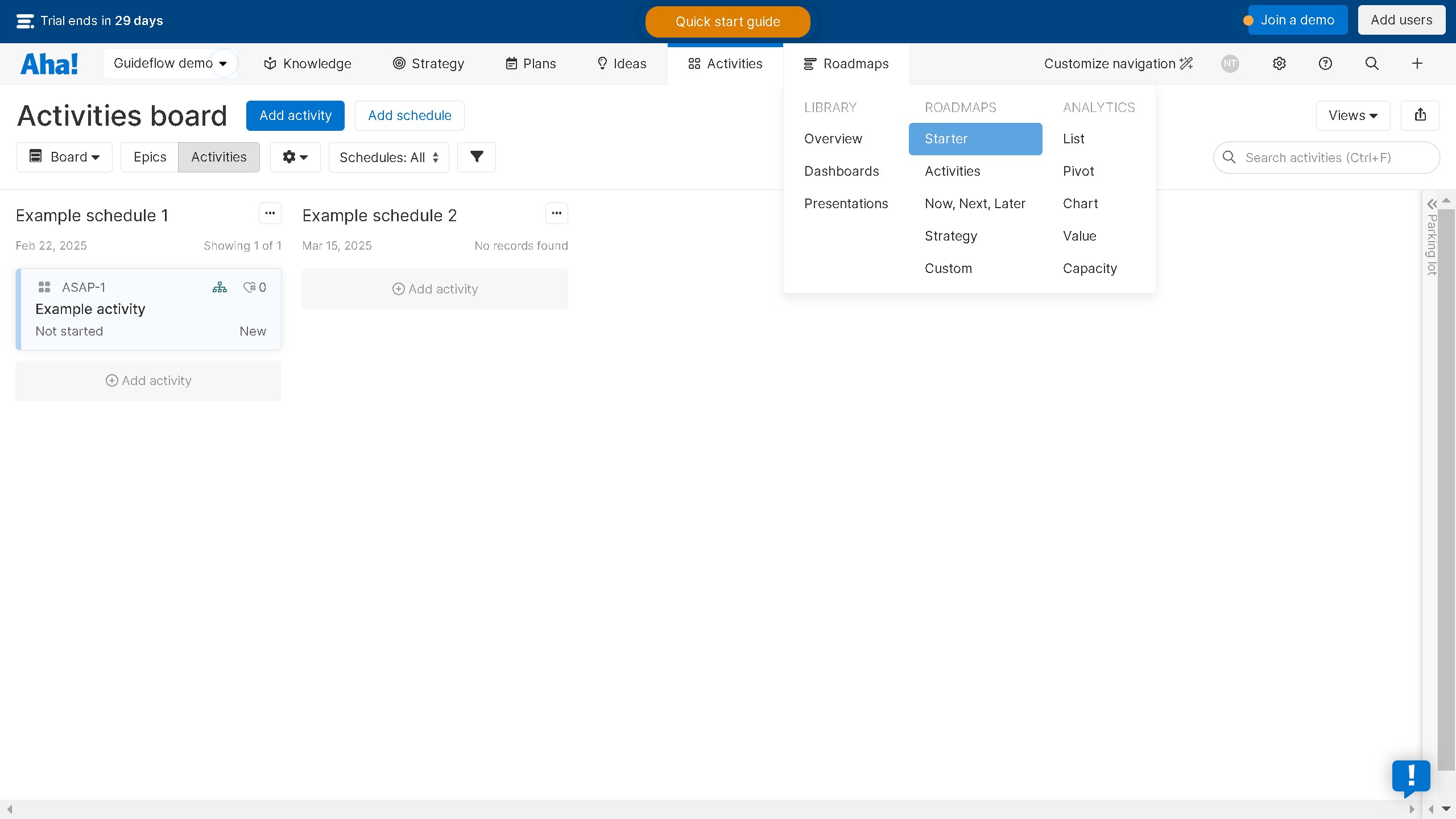 How to create a Starter roadmap on Aha!