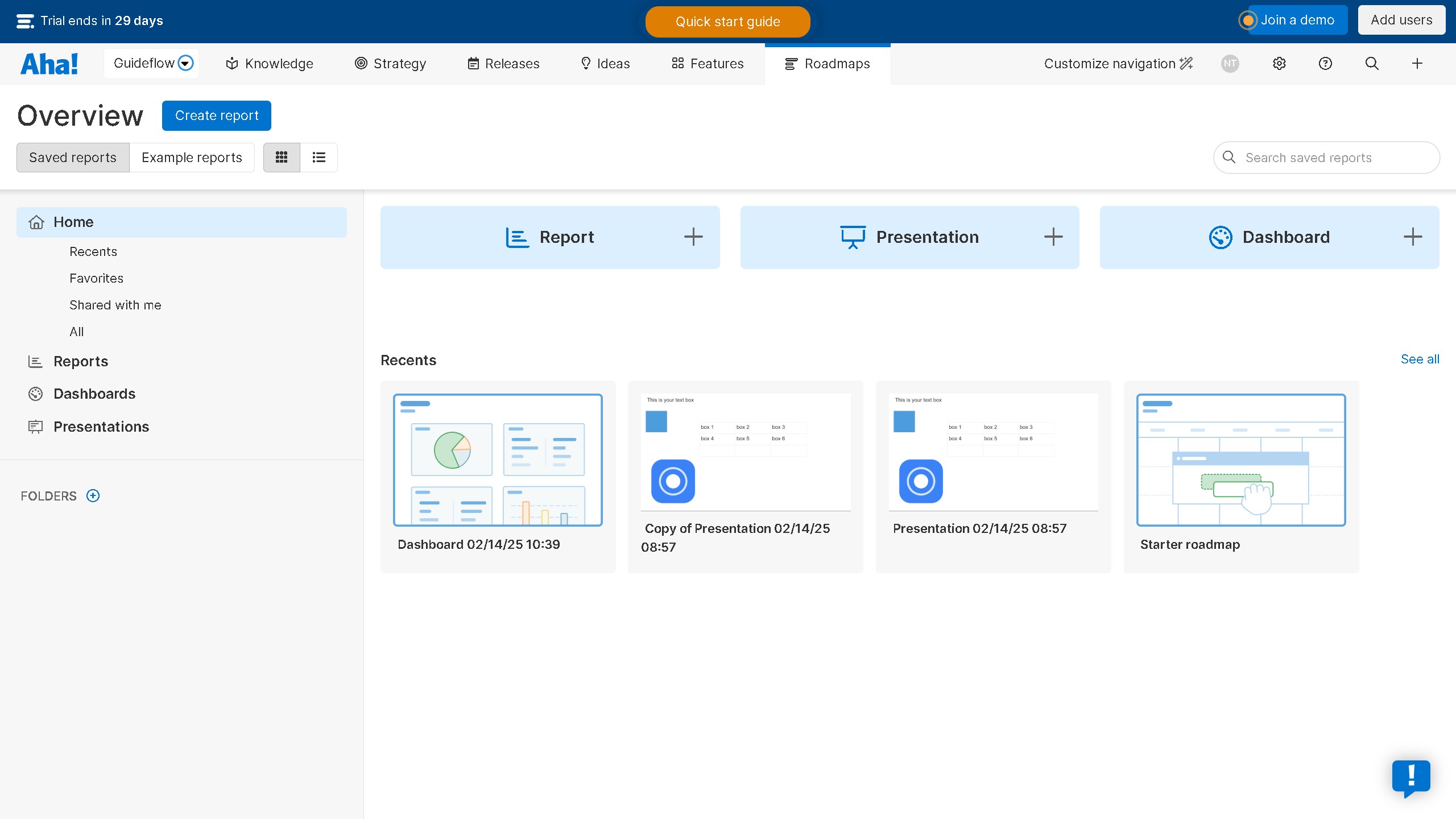 How to create a dashboard on Aha!